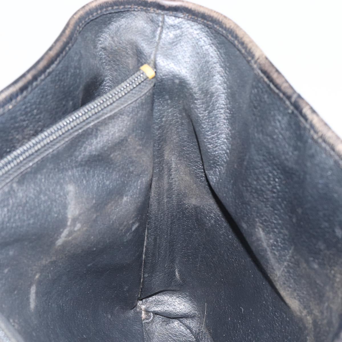 CELINE Macadam Canvas Tote Bag PVC Leather Black Gold Auth ep11721