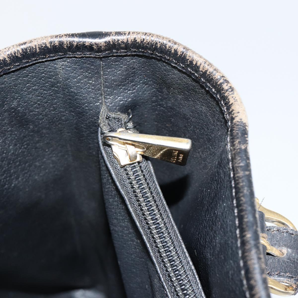 CELINE Macadam Canvas Tote Bag PVC Leather Black Gold Auth ep11721