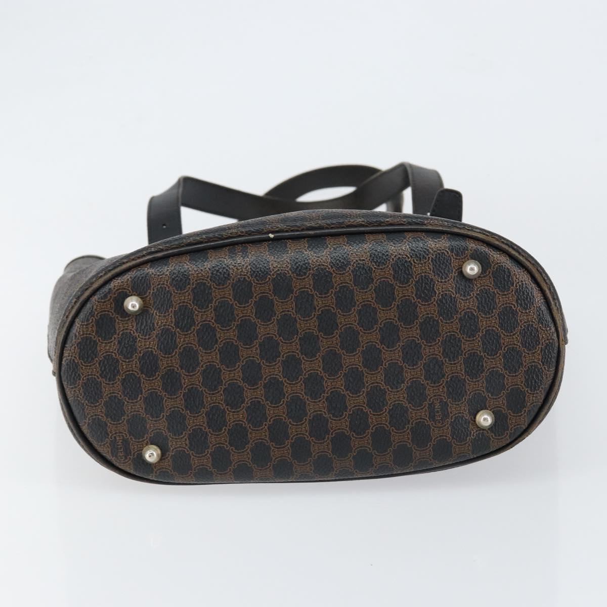 CELINE Macadam Canvas Tote Bag PVC Leather Black Gold Auth ep11721