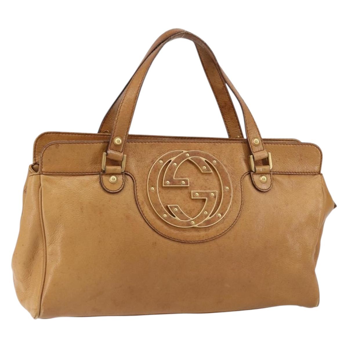 GUCCI Interlocking Hand Bag Leather Brown Gold 121551 Auth ep11723