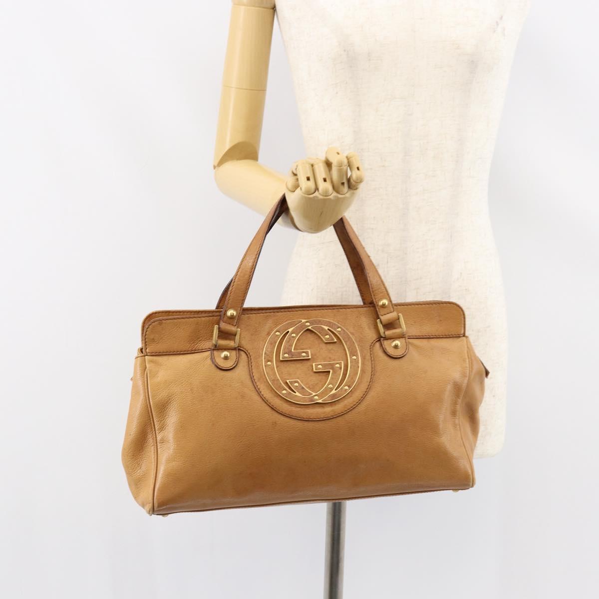 GUCCI Interlocking Hand Bag Leather Brown Gold 121551 Auth ep11723