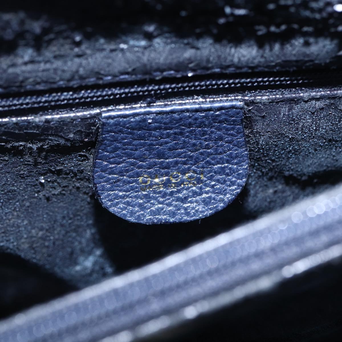 GUCCI Bamboo Hand Bag Suede Navy Gold 002 2865 0260 Auth ep11731