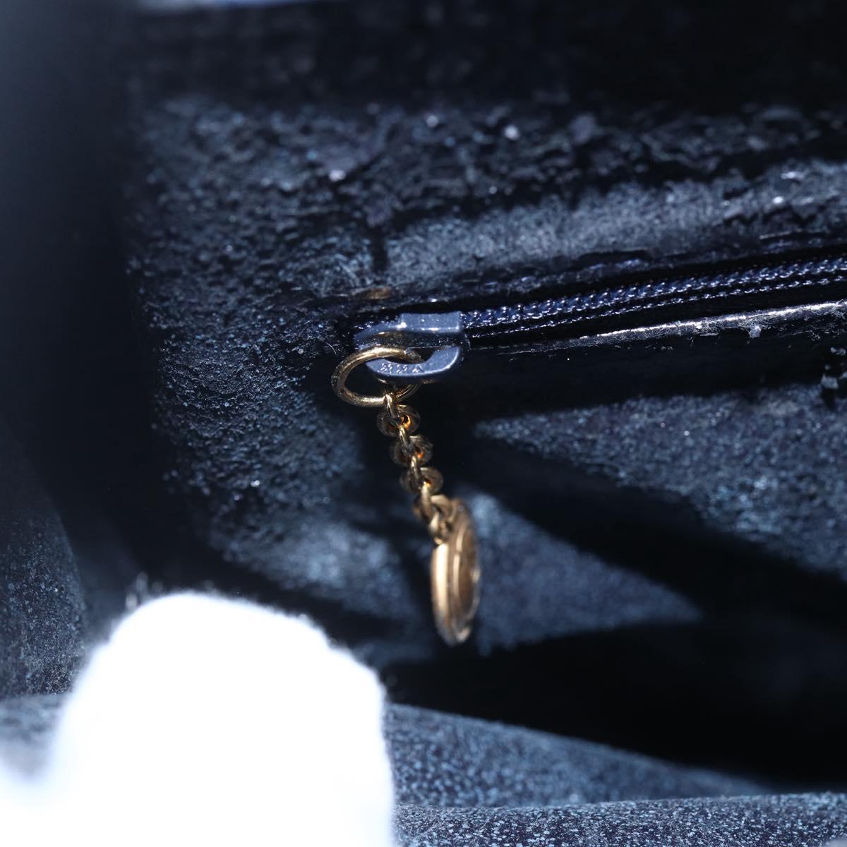 GUCCI Bamboo Hand Bag Suede Navy Gold 002 2865 0260 Auth ep11731