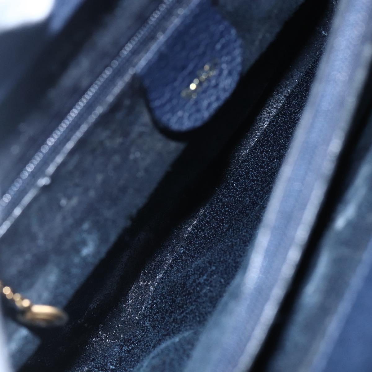 GUCCI Bamboo Hand Bag Suede Navy Gold 002 2865 0260 Auth ep11731