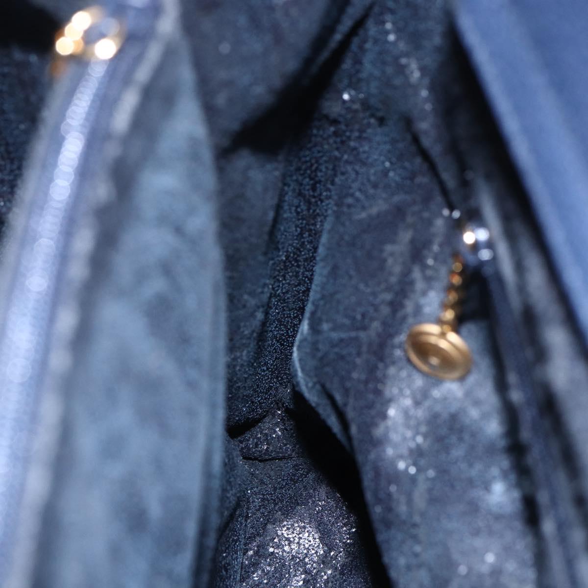 GUCCI Bamboo Hand Bag Suede Navy Gold 002 2865 0260 Auth ep11731