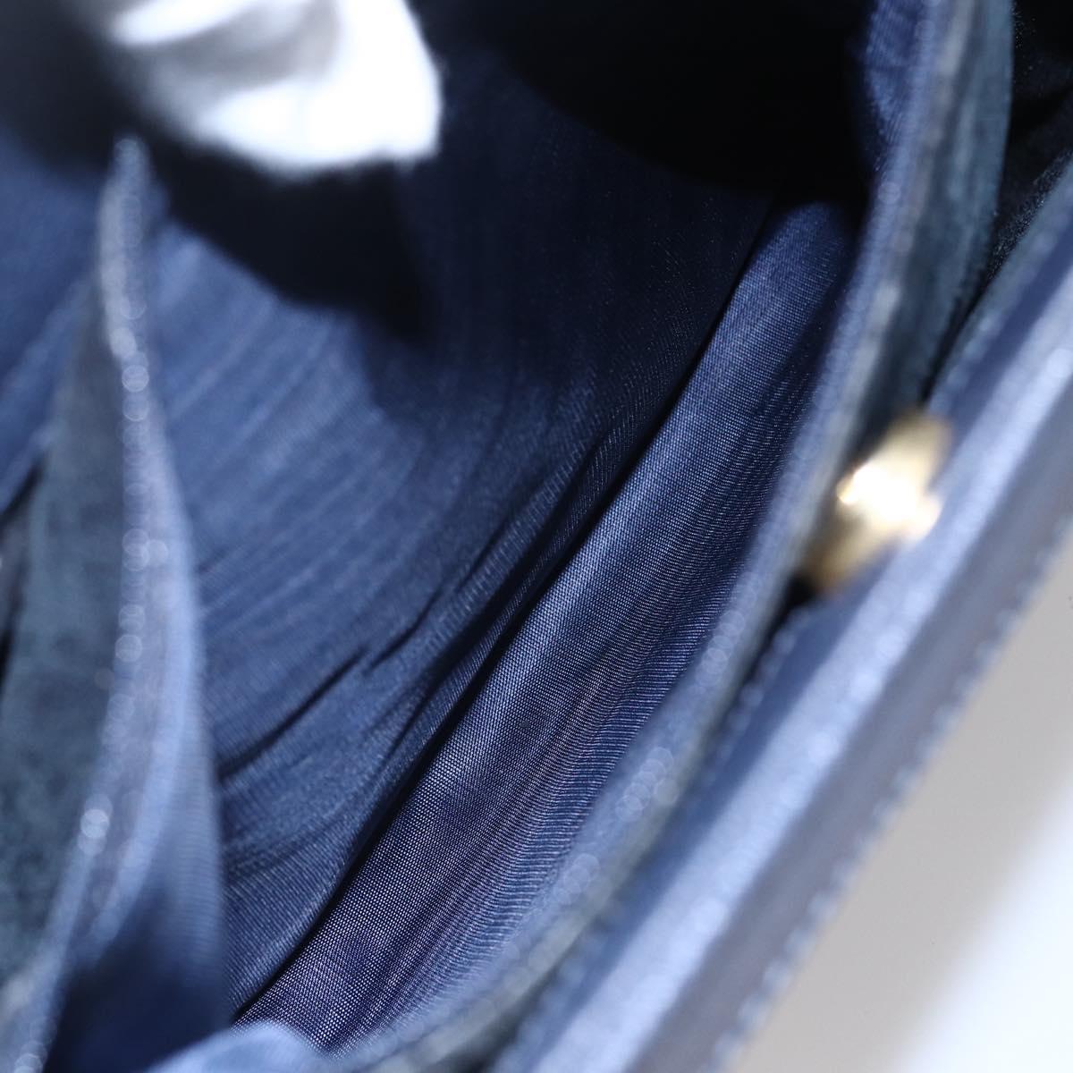 GUCCI Bamboo Hand Bag Suede Navy Gold 002 2865 0260 Auth ep11731