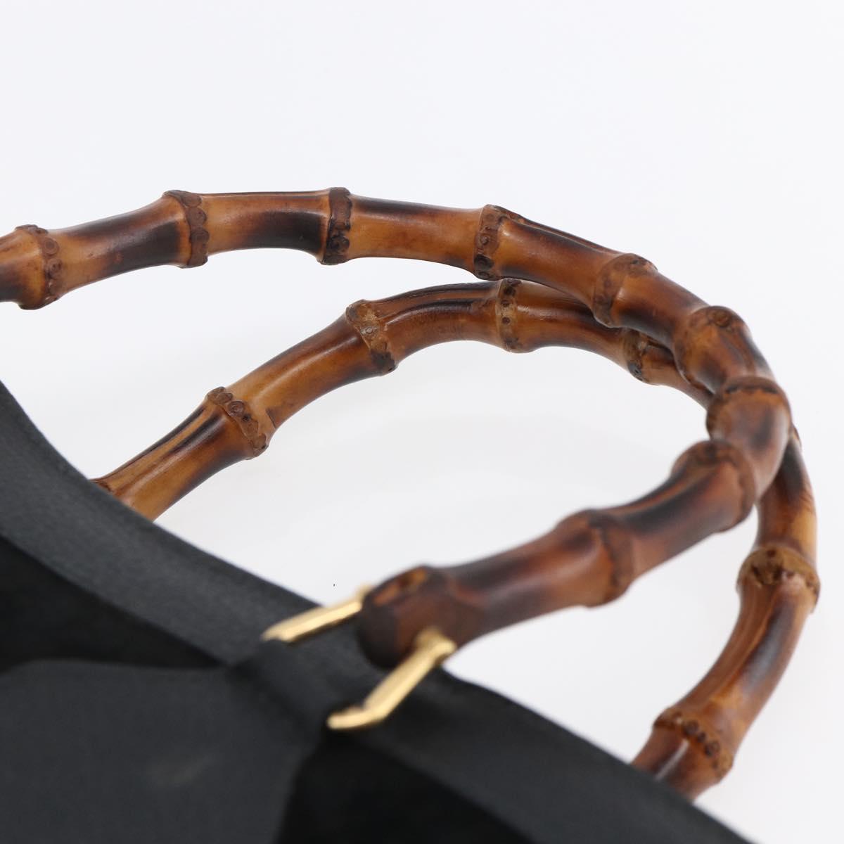 GUCCI Bamboo Hand Bag Suede Black Gold 002 2865 0260 Auth ep11733