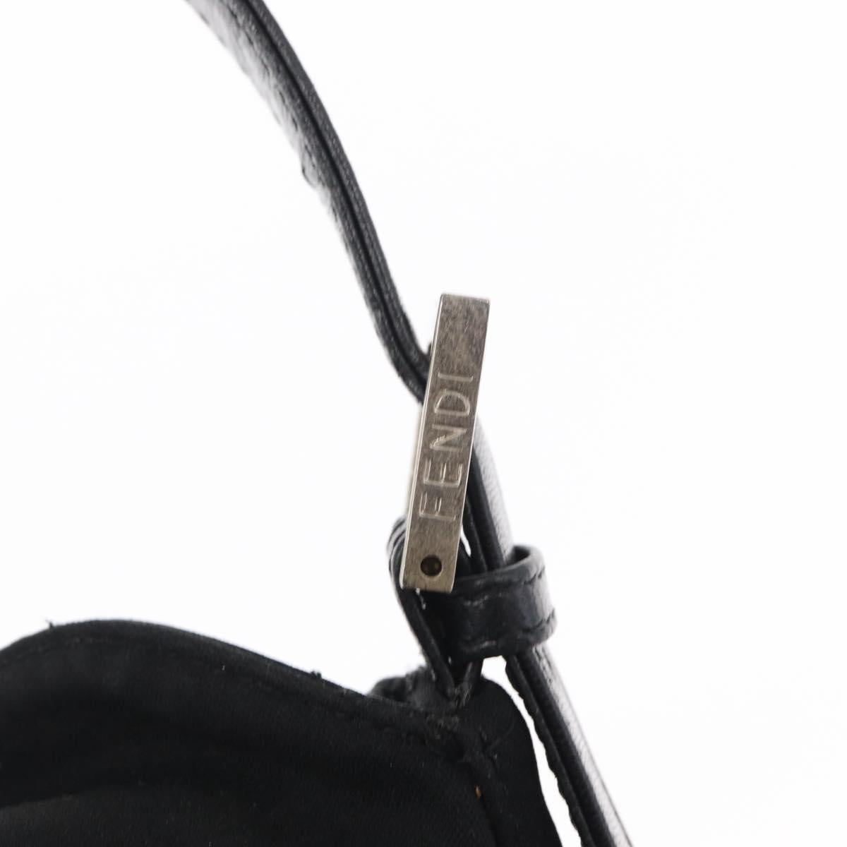 FENDI Mamma Baguette Shoulder Bag Nylon Black Silver Auth ep11735