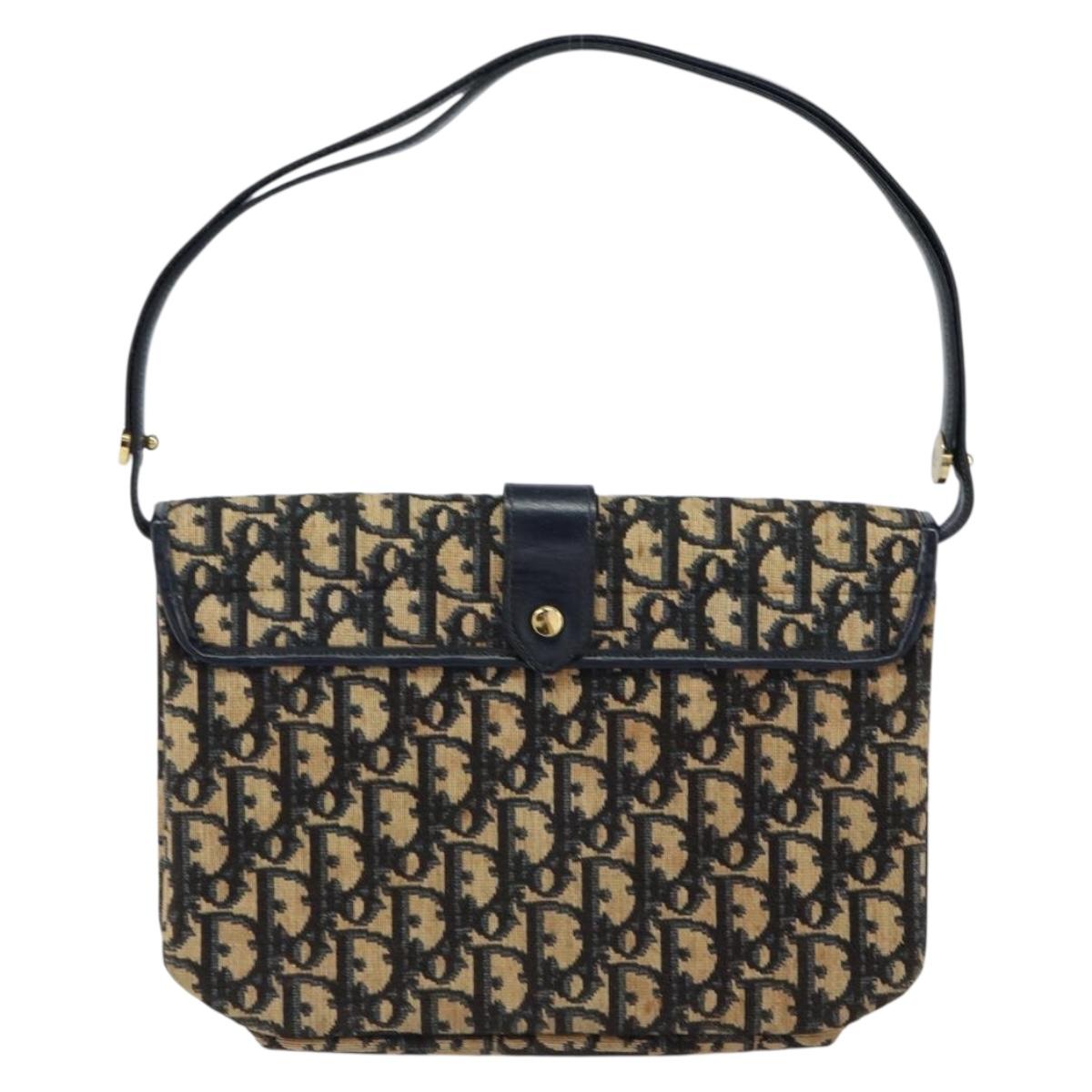 Christian Dior Trotter Canvas Shoulder Bag Navy Auth ep11736