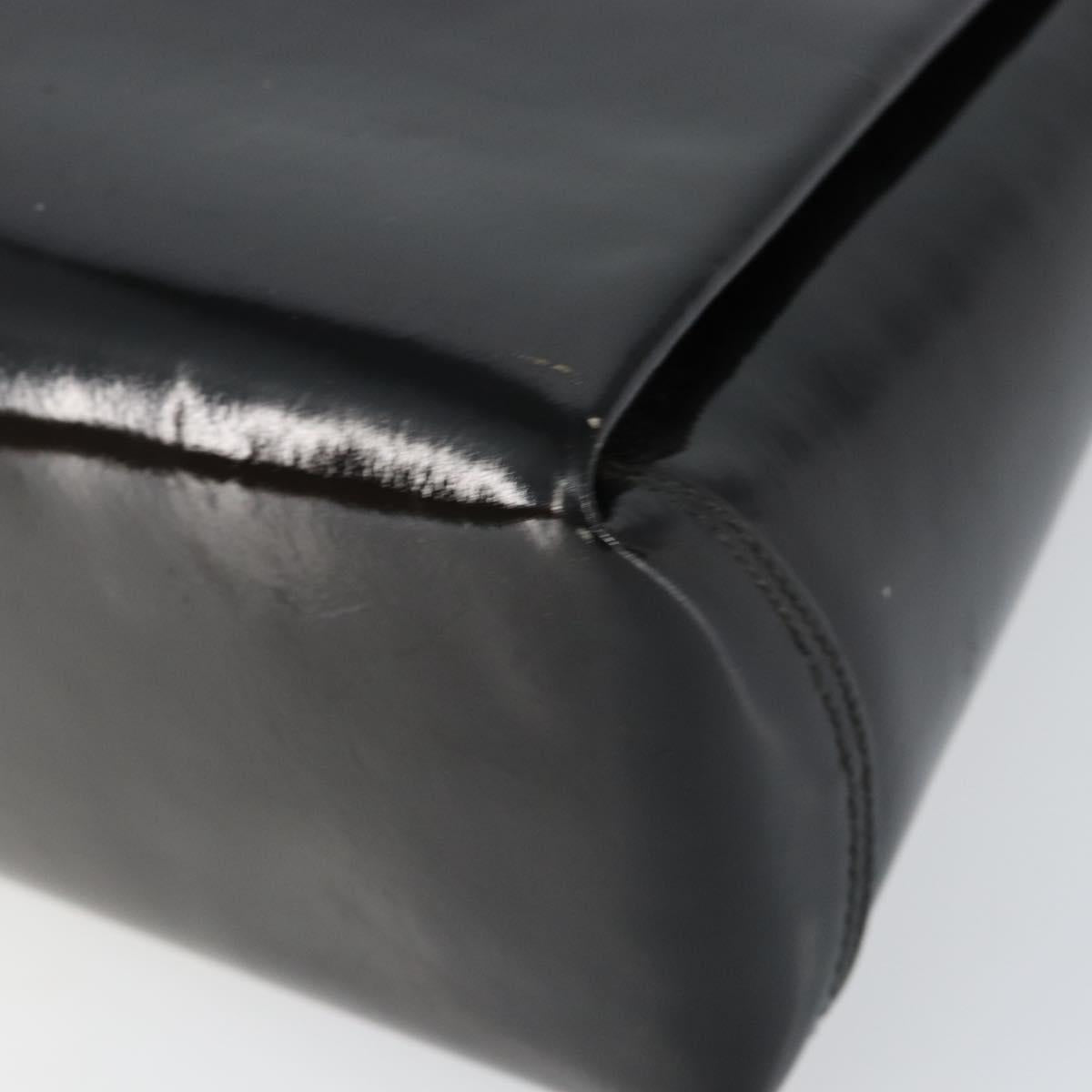 GUCCI Hand Bag Enamel Black Gold Auth ep11740