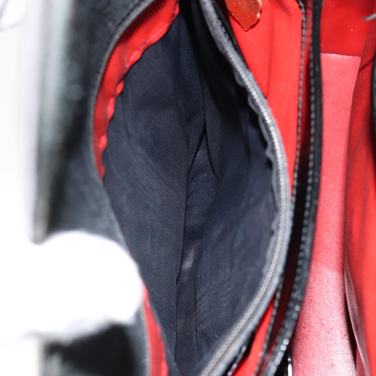 GUCCI Hand Bag Enamel Black Gold Auth ep11740