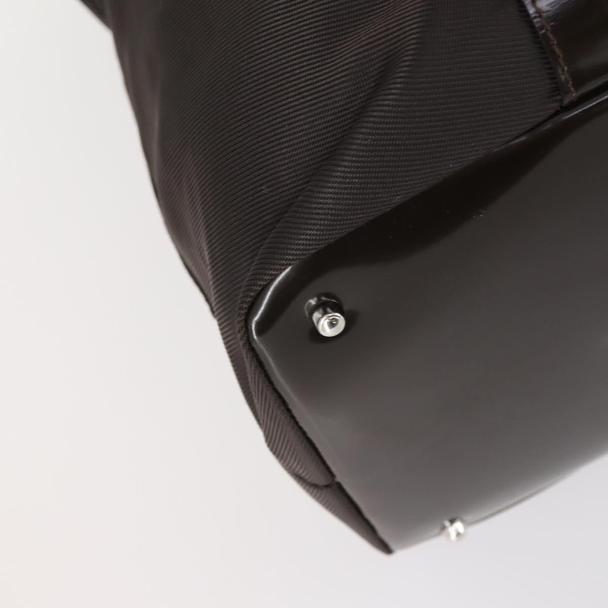 GUCCI Bamboo Hand Bag Nylon 2way Brown Silver 002 3754 0412 Auth ep11746