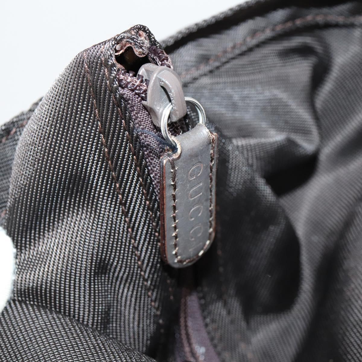 GUCCI Bamboo Hand Bag Nylon 2way Brown Silver 002 3754 0412 Auth ep11746