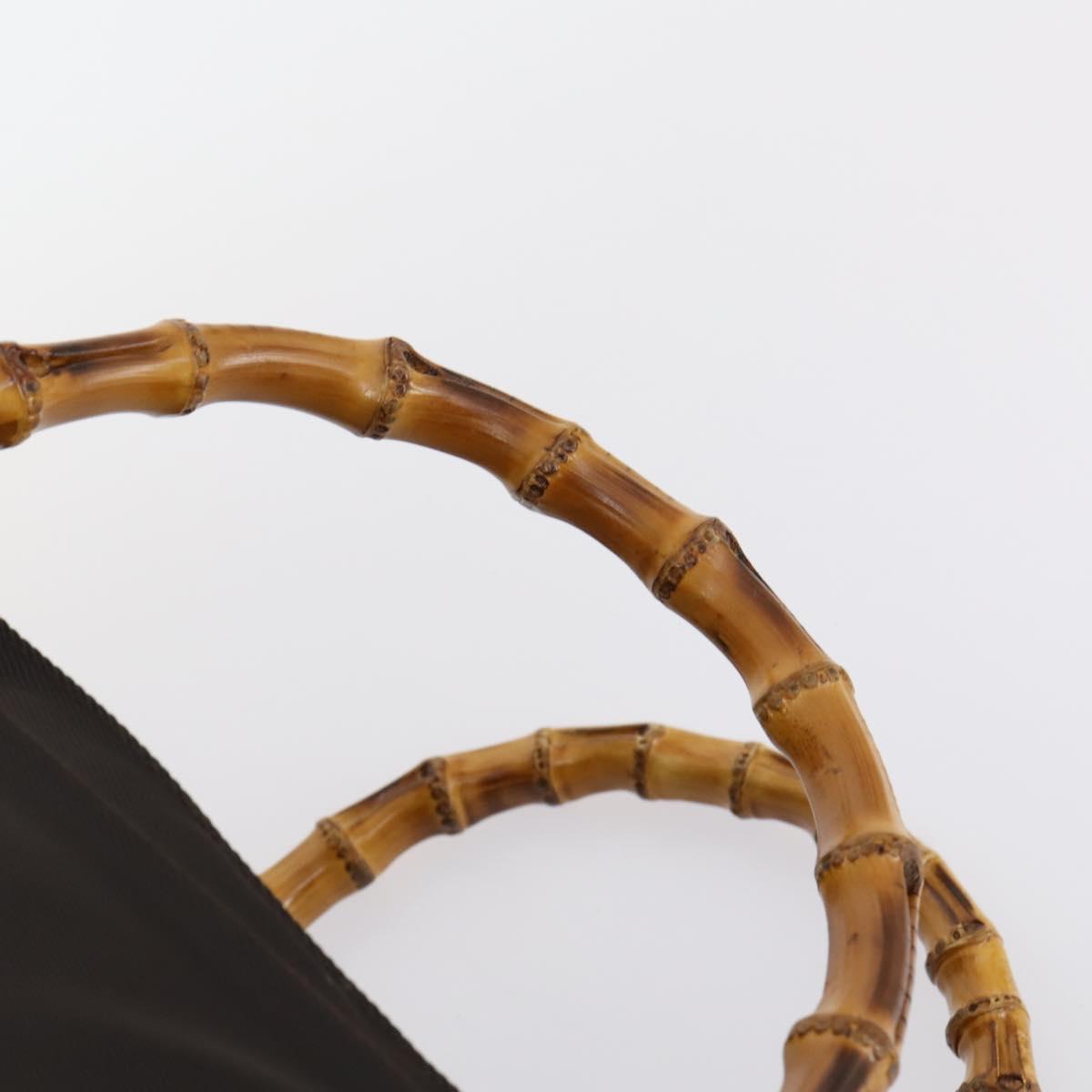 GUCCI Bamboo Hand Bag Nylon 2way Brown Silver 002 3754 0412 Auth ep11746