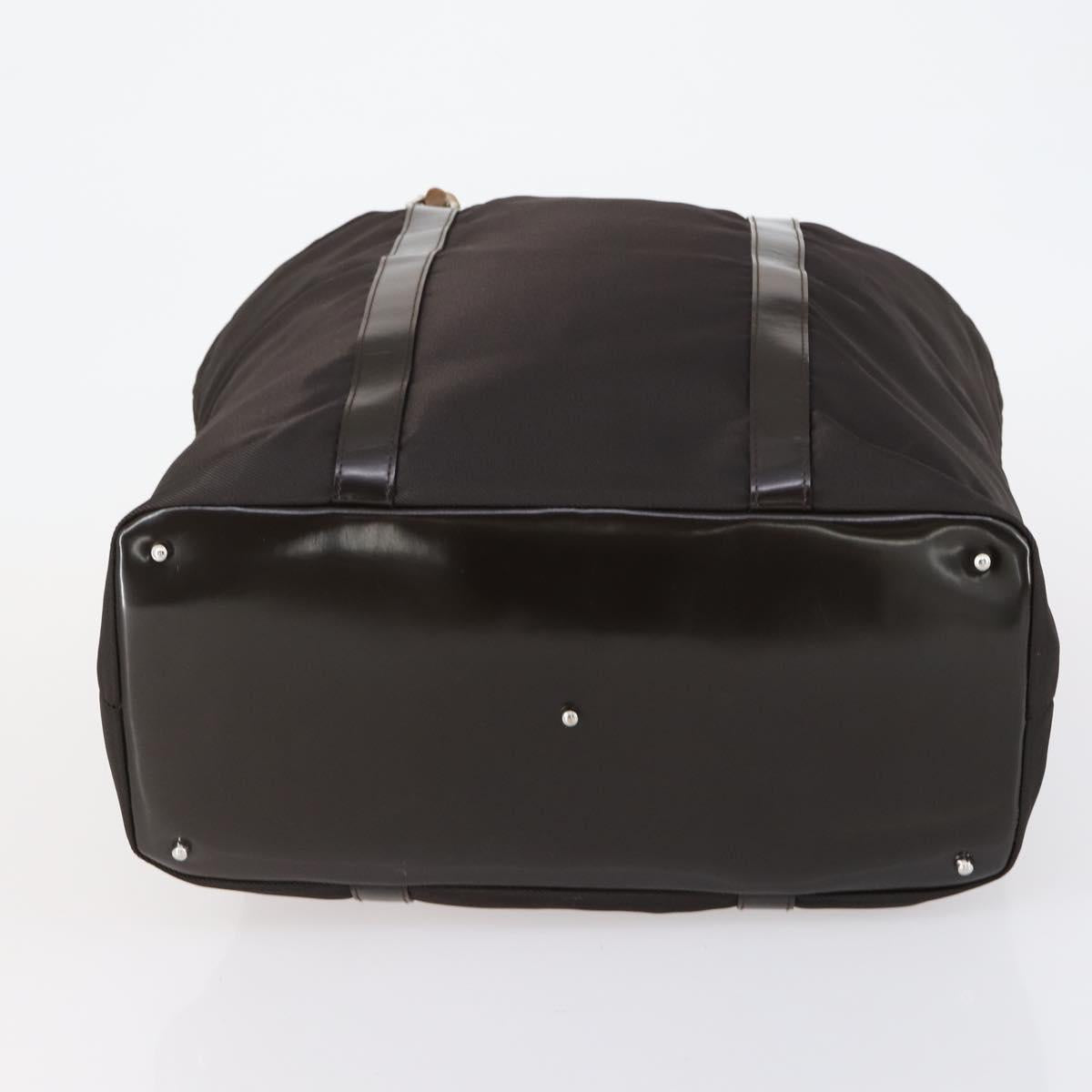 GUCCI Bamboo Hand Bag Nylon 2way Brown Silver 002 3754 0412 Auth ep11746