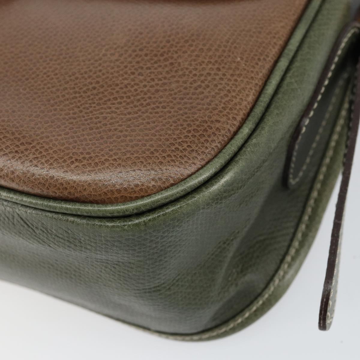 LOEWE Anagram Shoulder Bag Leather Gold Brown Auth ep11747