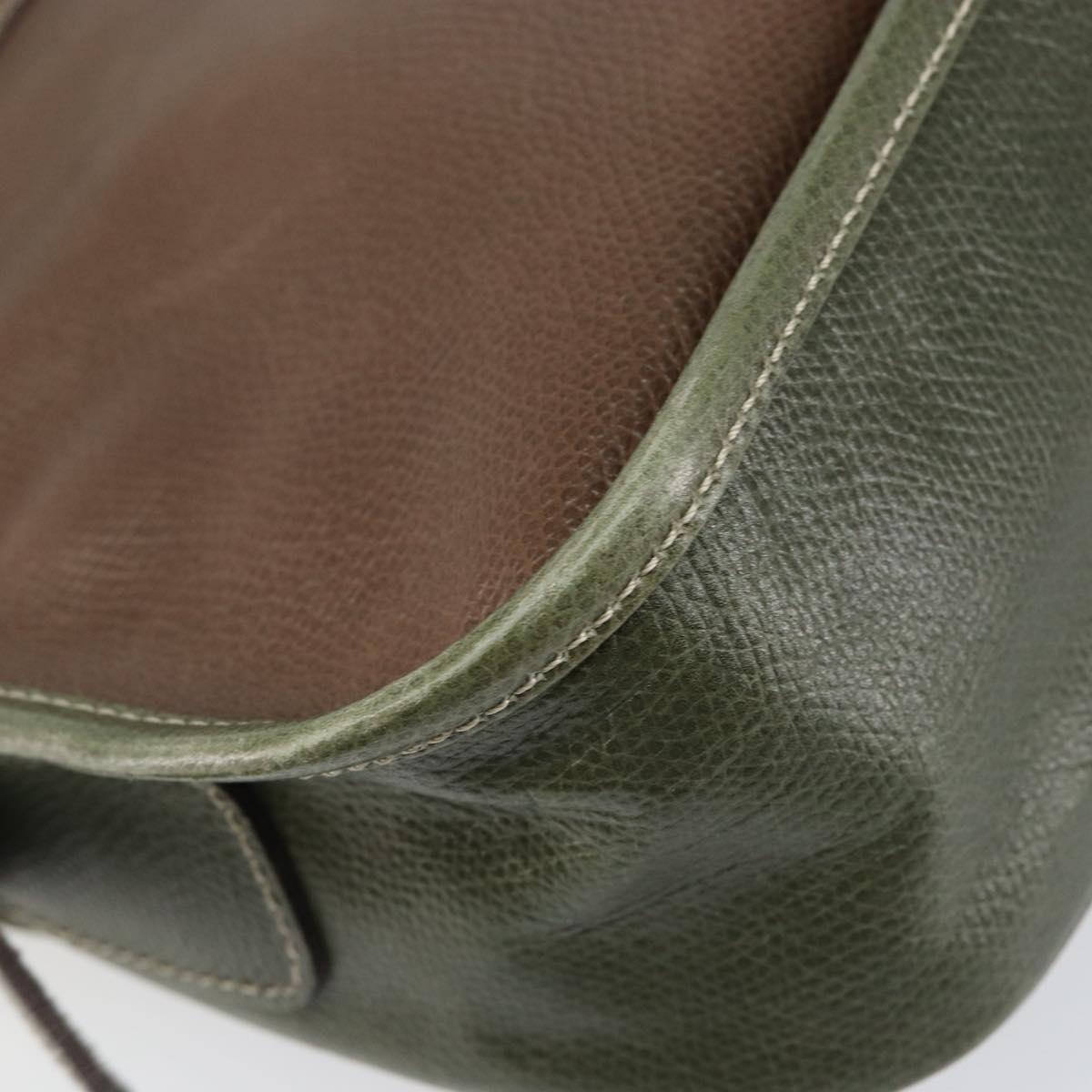 LOEWE Anagram Shoulder Bag Leather Gold Brown Auth ep11747