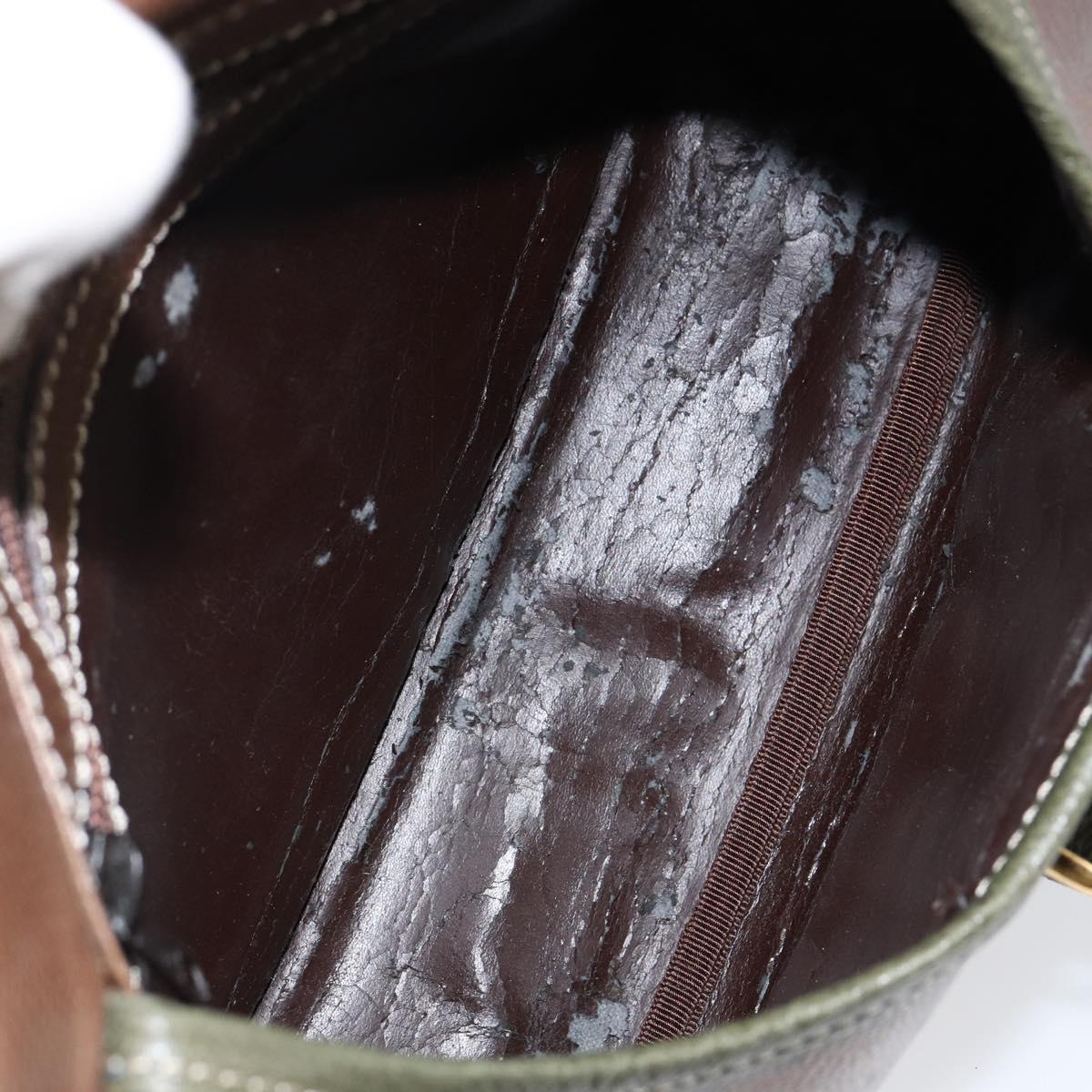 LOEWE Anagram Shoulder Bag Leather Gold Brown Auth ep11747