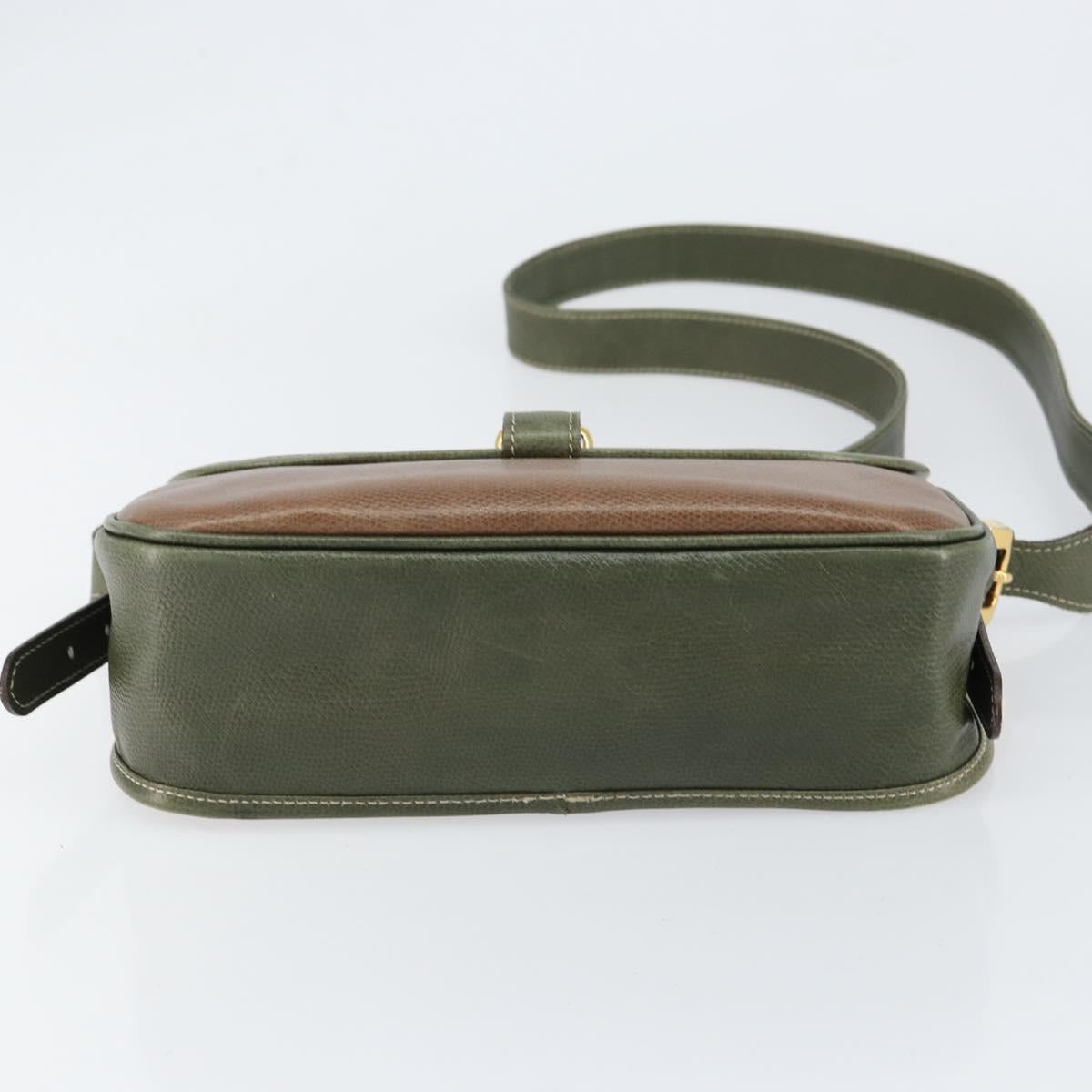 LOEWE Anagram Shoulder Bag Leather Gold Brown Auth ep11747