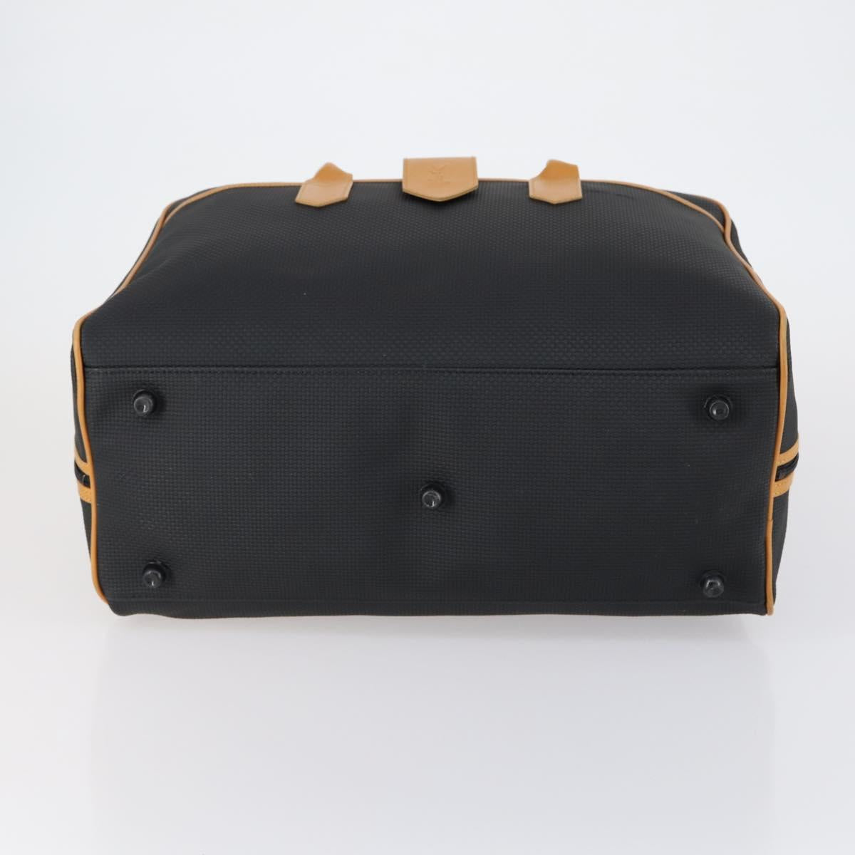SAINT LAURENT Cassandra Boston Bag PVC Black Brown gold Auth ep11750