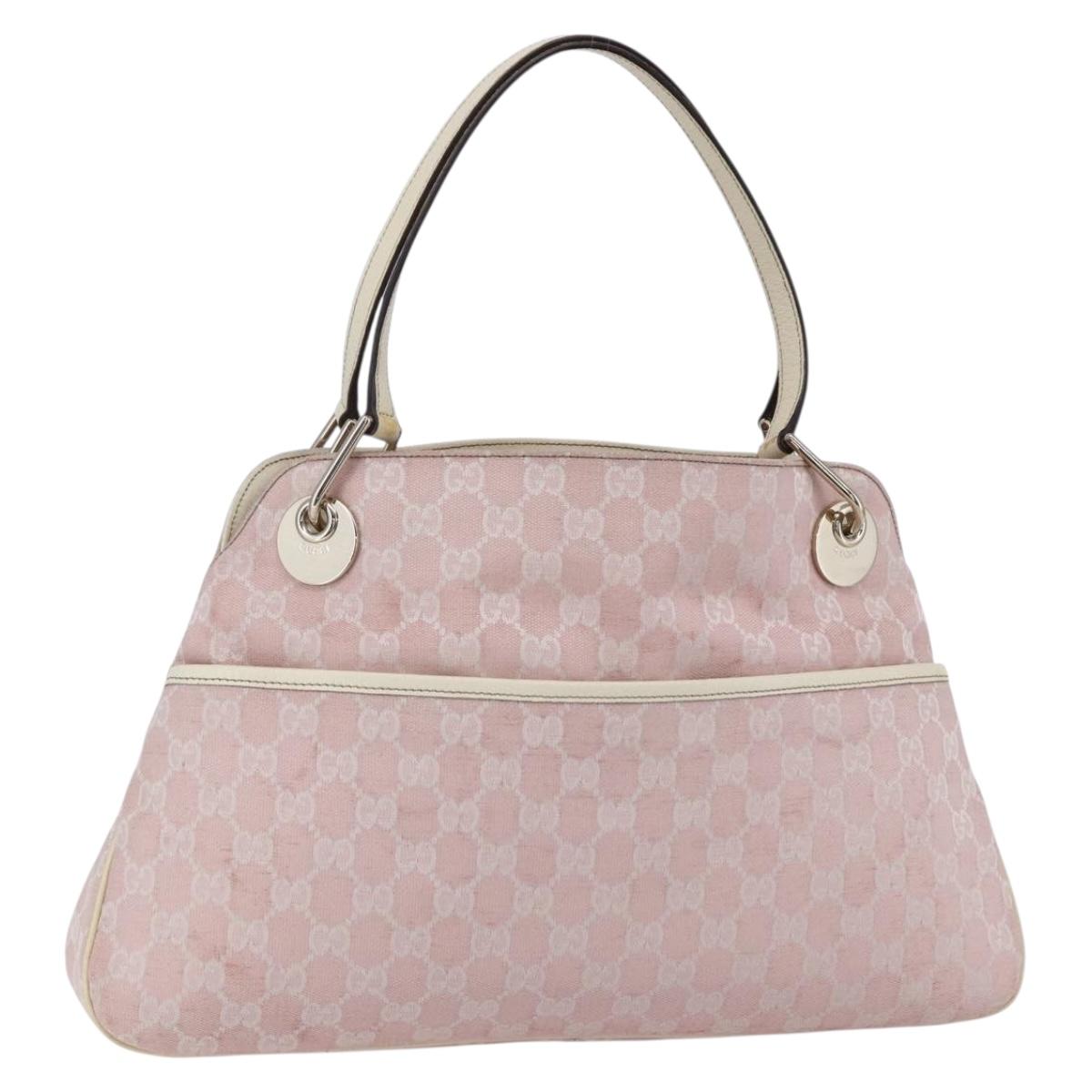 GUCCI GG Canvas Tote Bag Pink Gold 121023 Auth ep11753
