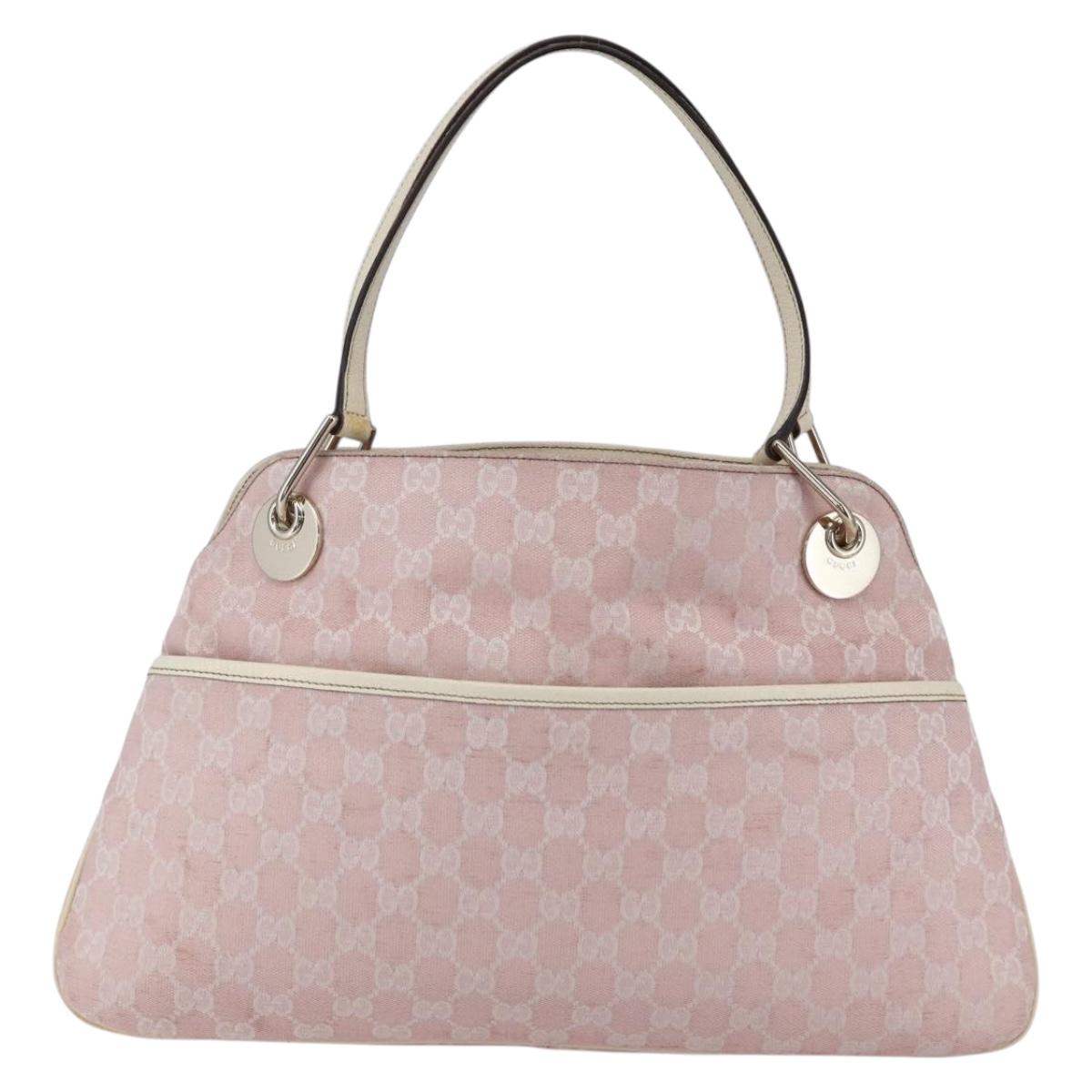 GUCCI GG Canvas Tote Bag Pink Gold 121023 Auth ep11753