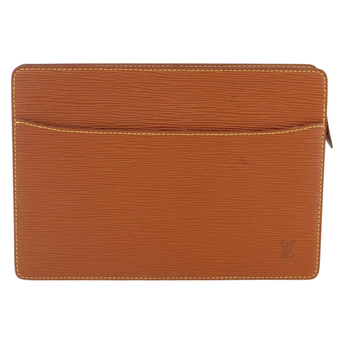 LOUIS VUITTON Epi Pochette Homme Bag Brown Zipangu Gold M52528 Auth ep11759