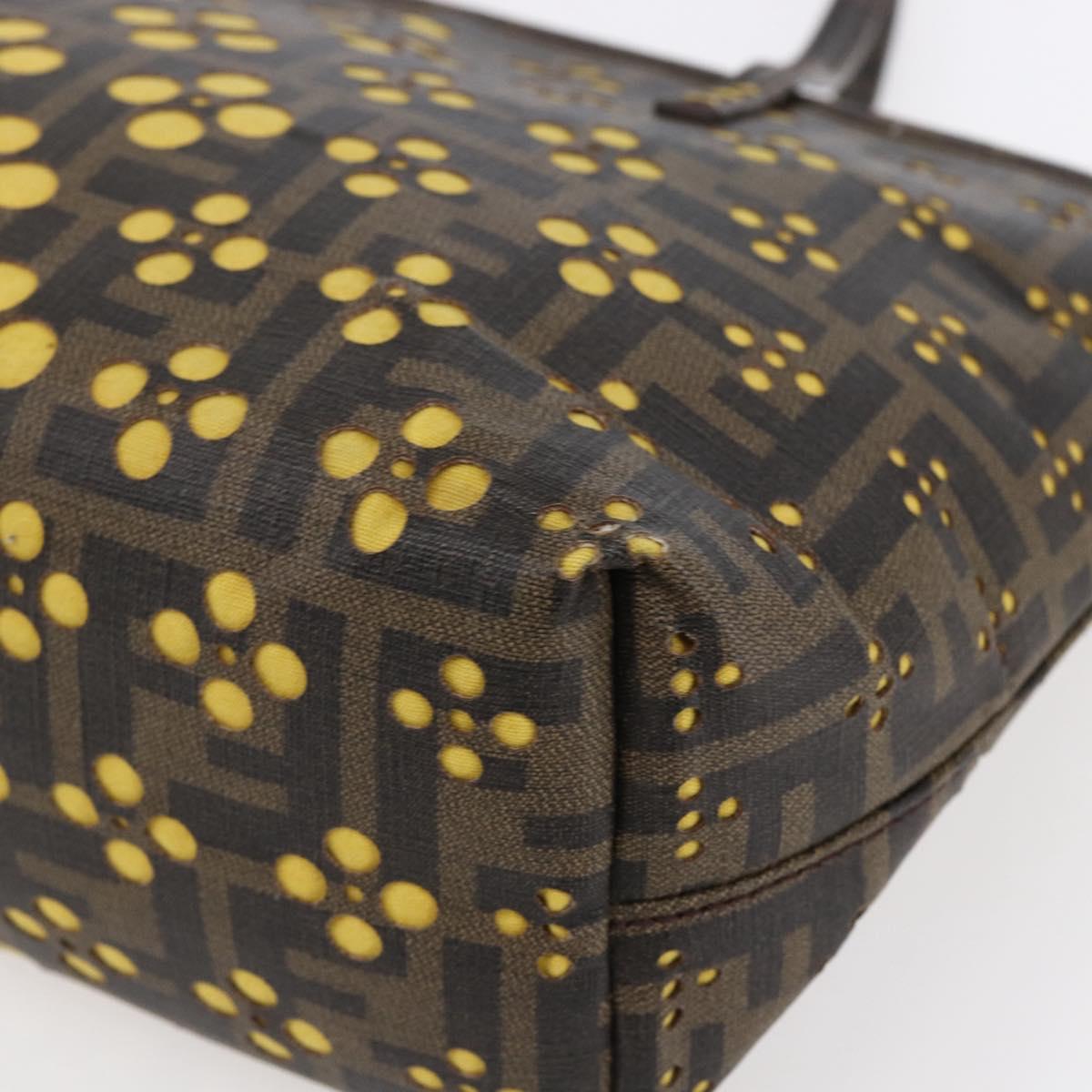 FENDI Zucca Canvas Hand Bag Black Brown Auth ep11760