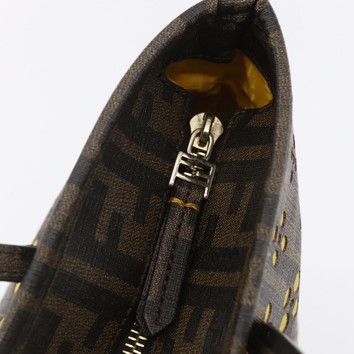 FENDI Zucca Canvas Hand Bag Black Brown Auth ep11760
