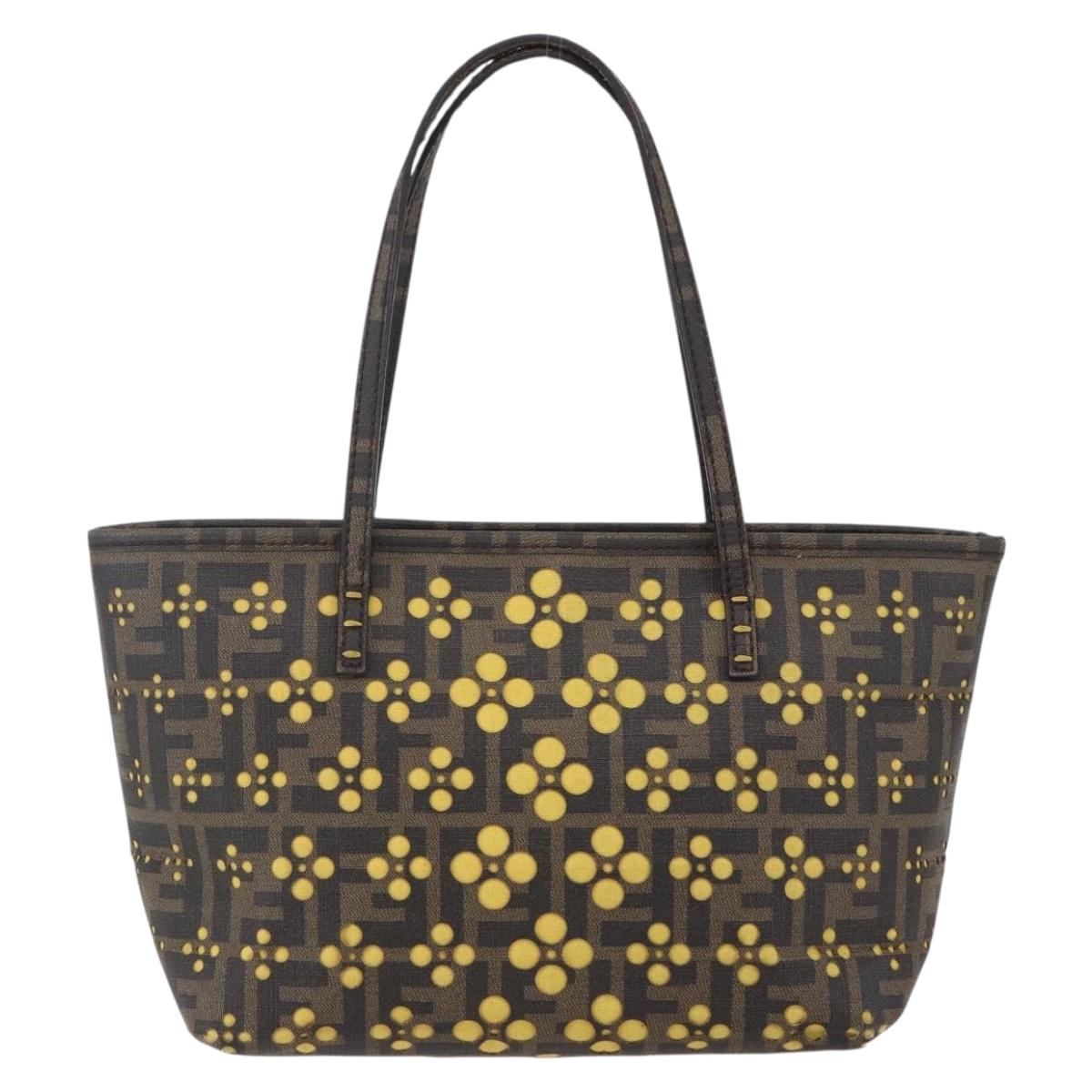 FENDI Zucca Canvas Hand Bag Black Brown Auth ep11760