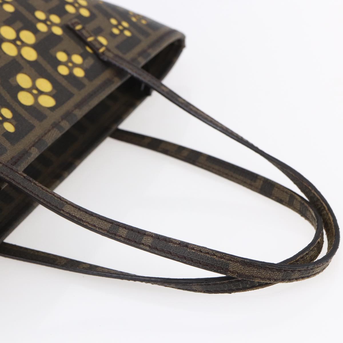 FENDI Zucca Canvas Hand Bag Black Brown Auth ep11760