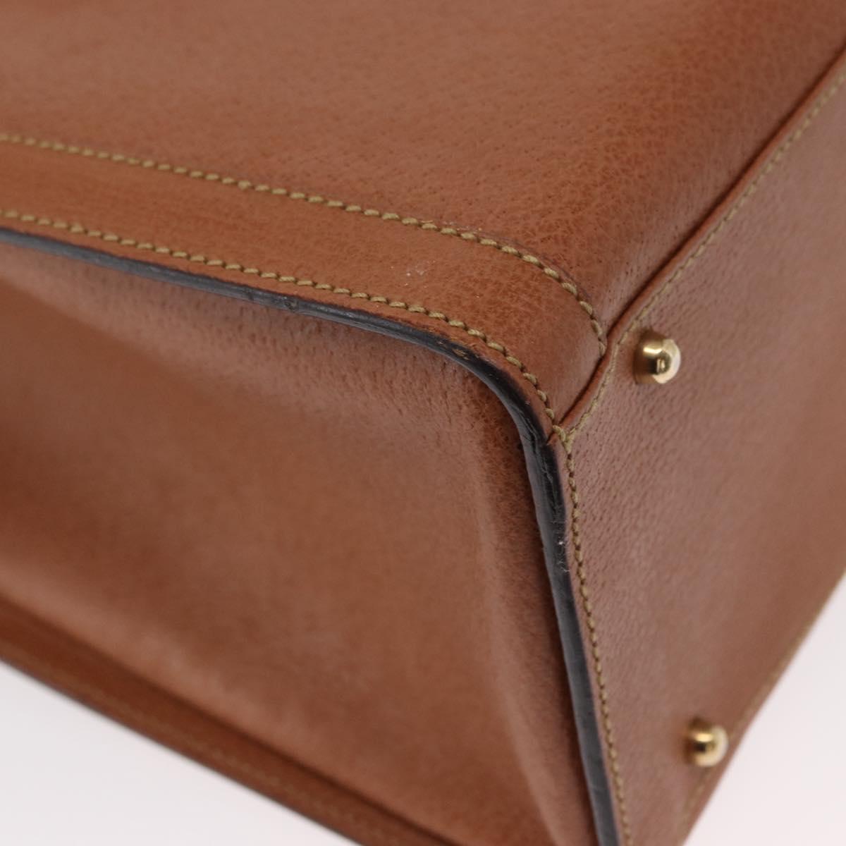 GUCCI Bamboo Hand Bag Leather Brown Gold Auth ep11767