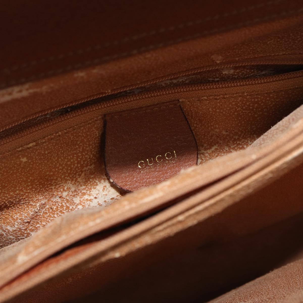 GUCCI Bamboo Hand Bag Leather Brown Gold Auth ep11767