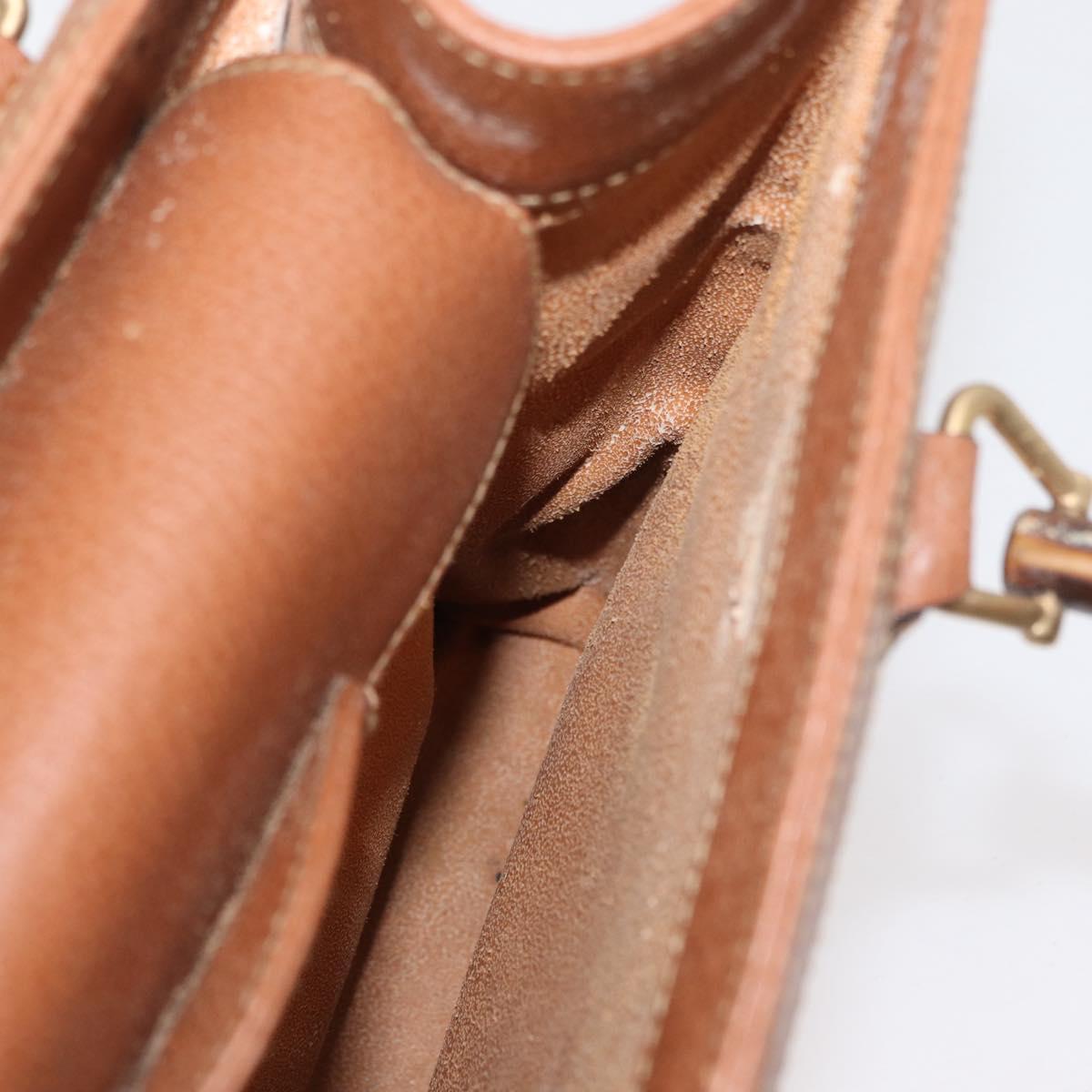 GUCCI Bamboo Hand Bag Leather Brown Gold Auth ep11767