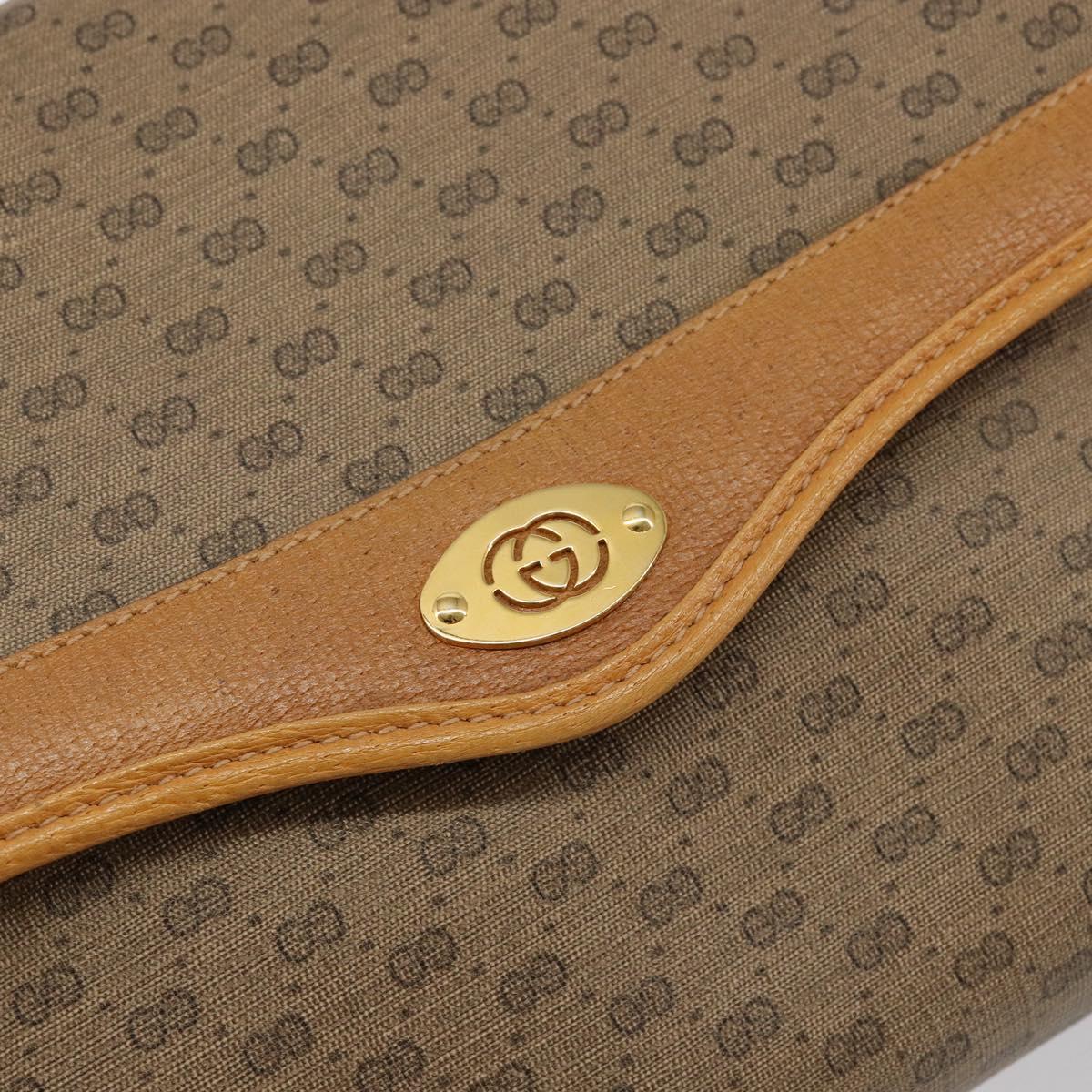 GUCCI Micro GG Supreme Shoulder Bag PVC Gold Beige Auth ep11768