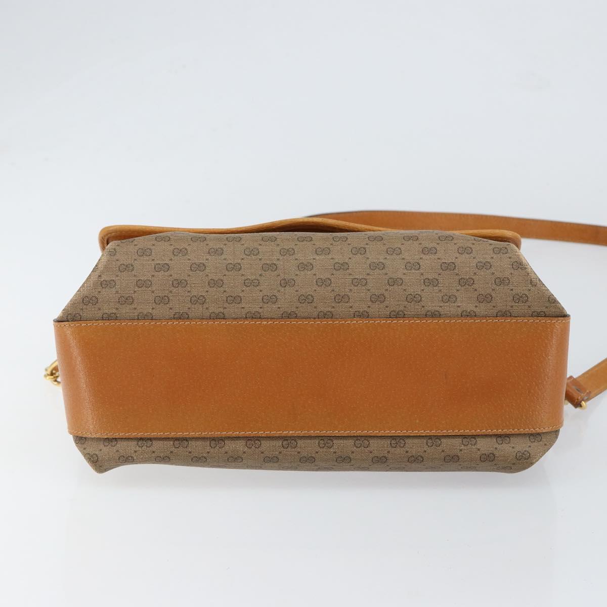 GUCCI Micro GG Supreme Shoulder Bag PVC Gold Beige Auth ep11768