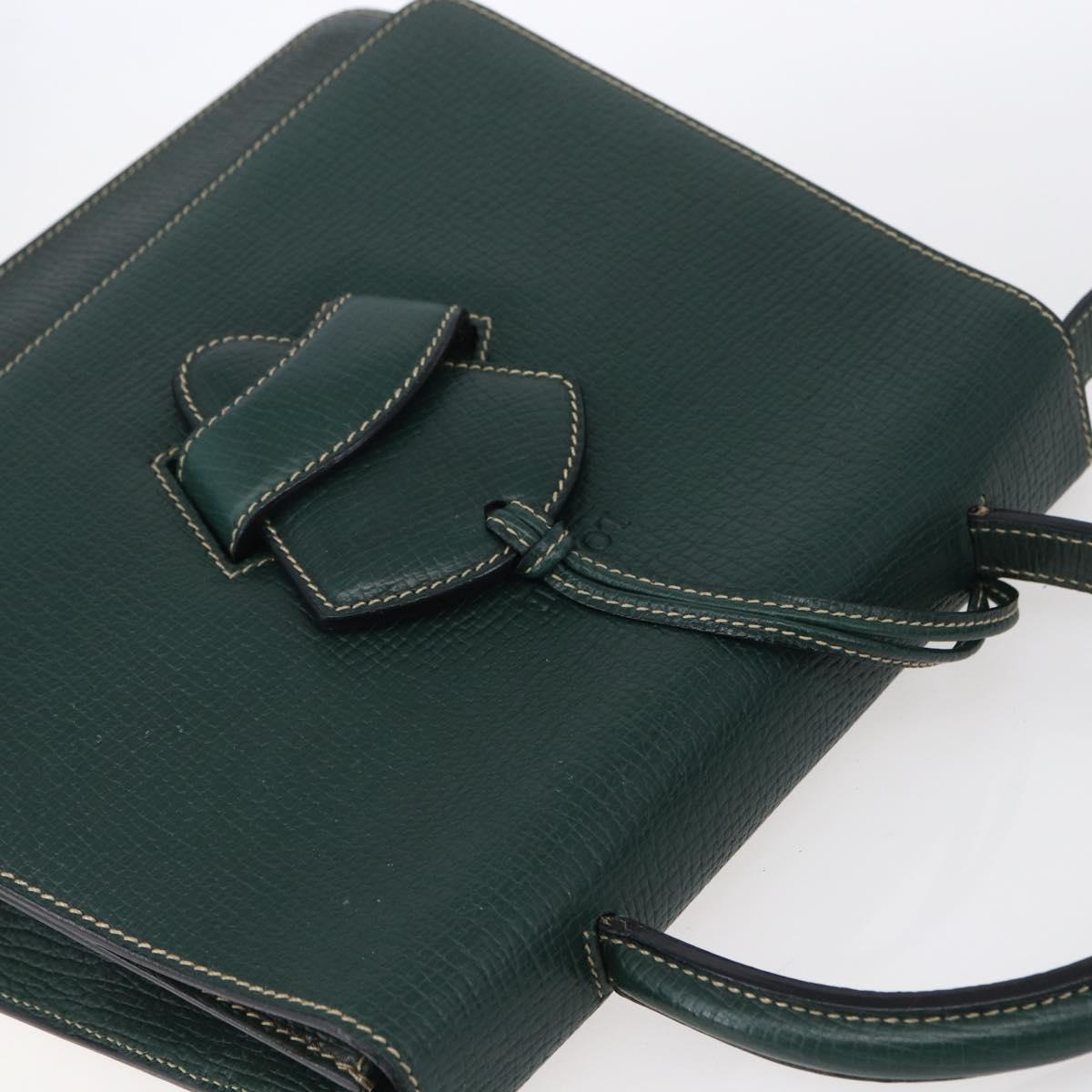 LOEWE Barcelona Hand Bag Leather 2way Green Gold Auth ep11771