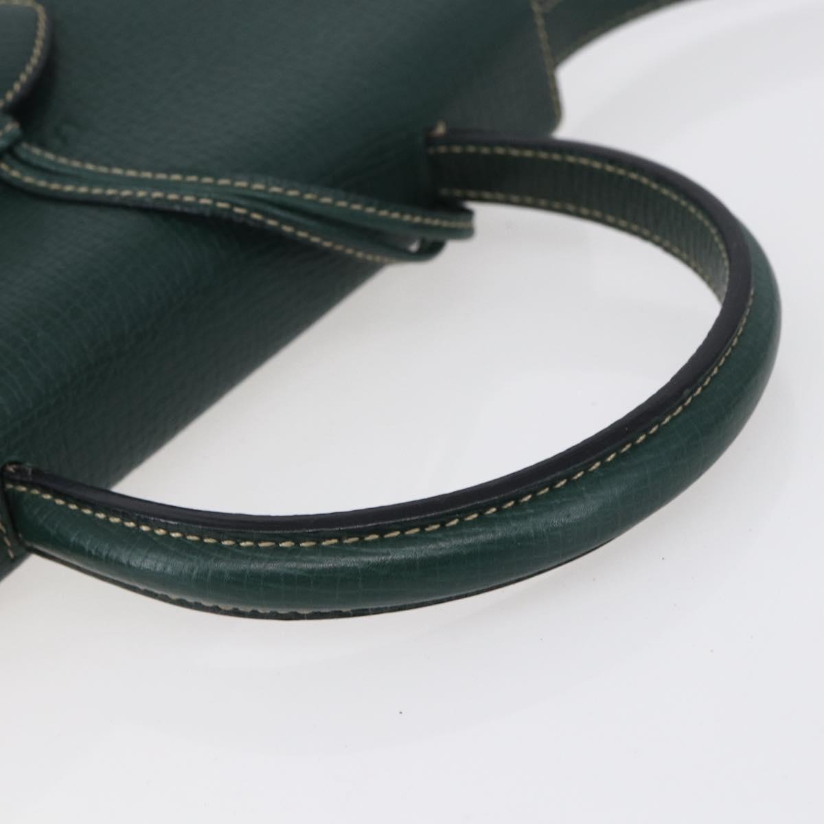 LOEWE Barcelona Hand Bag Leather 2way Green Gold Auth ep11771