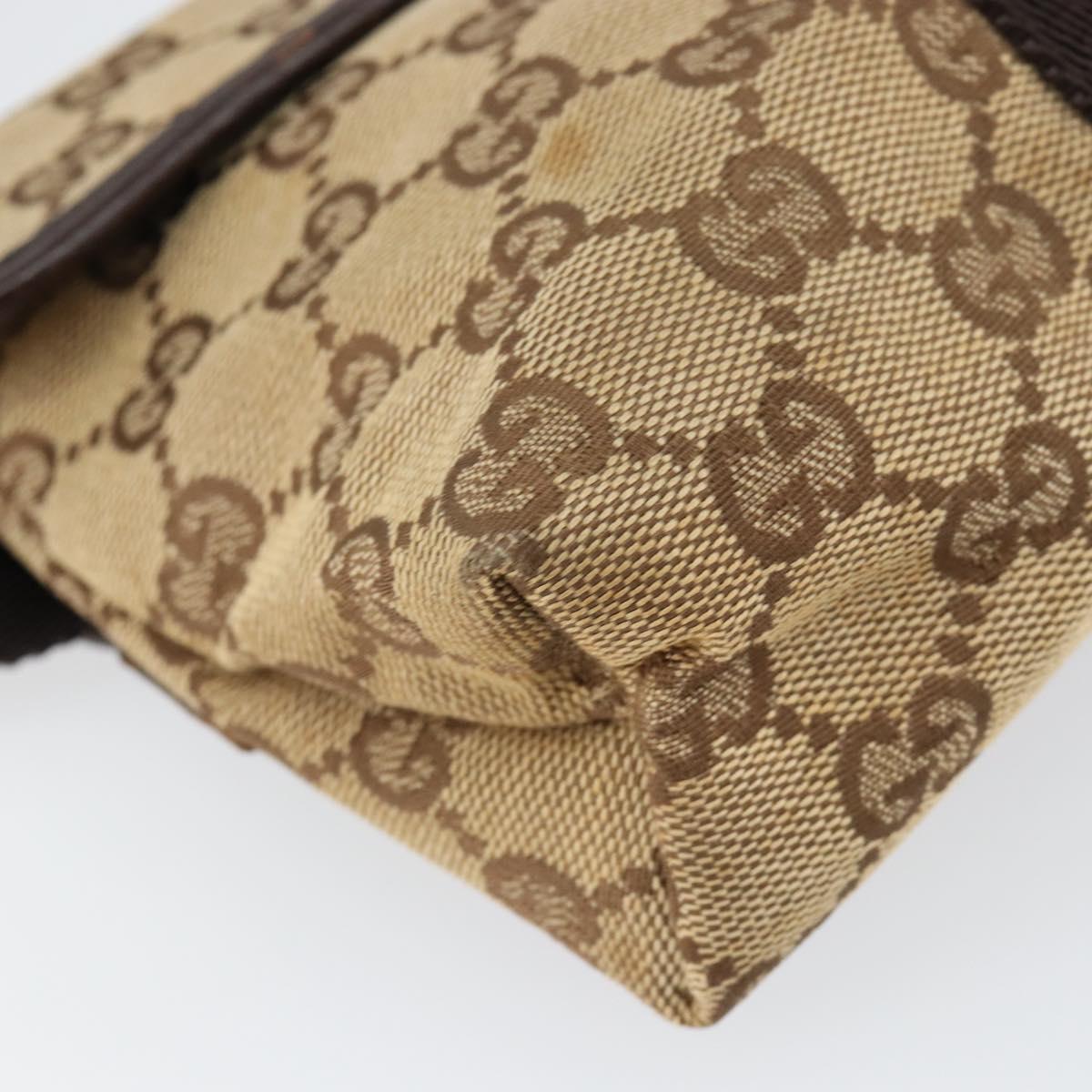 GUCCI GG Canvas Waist bag Beige Silver 131236 Auth ep11777