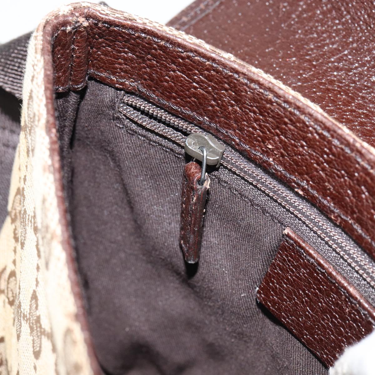 GUCCI GG Canvas Waist bag Beige Silver 131236 Auth ep11777