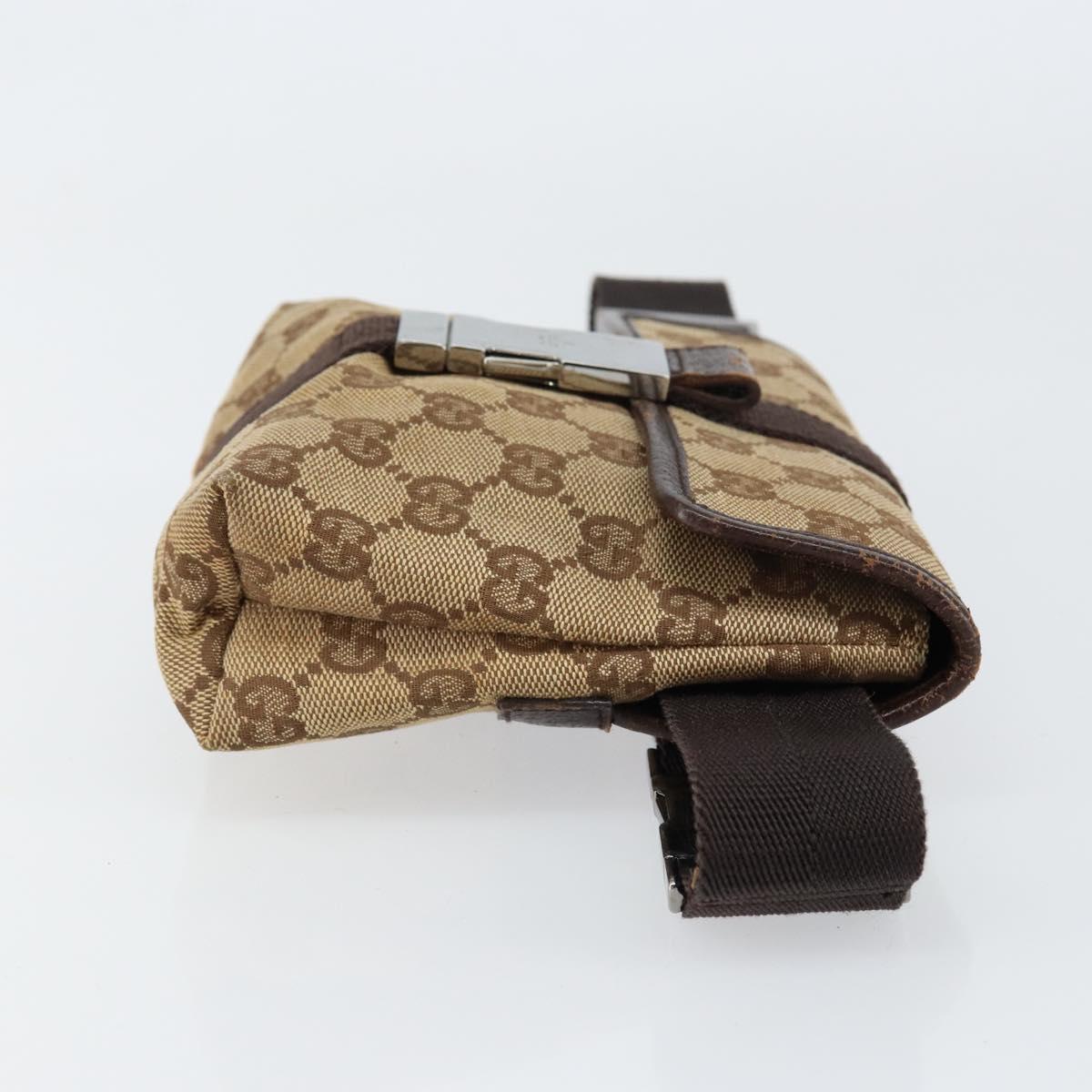 GUCCI GG Canvas Waist bag Beige Silver 131236 Auth ep11777