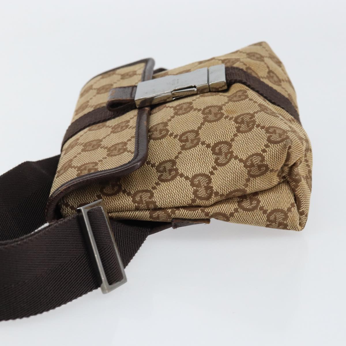 GUCCI GG Canvas Waist bag Beige Silver 131236 Auth ep11777