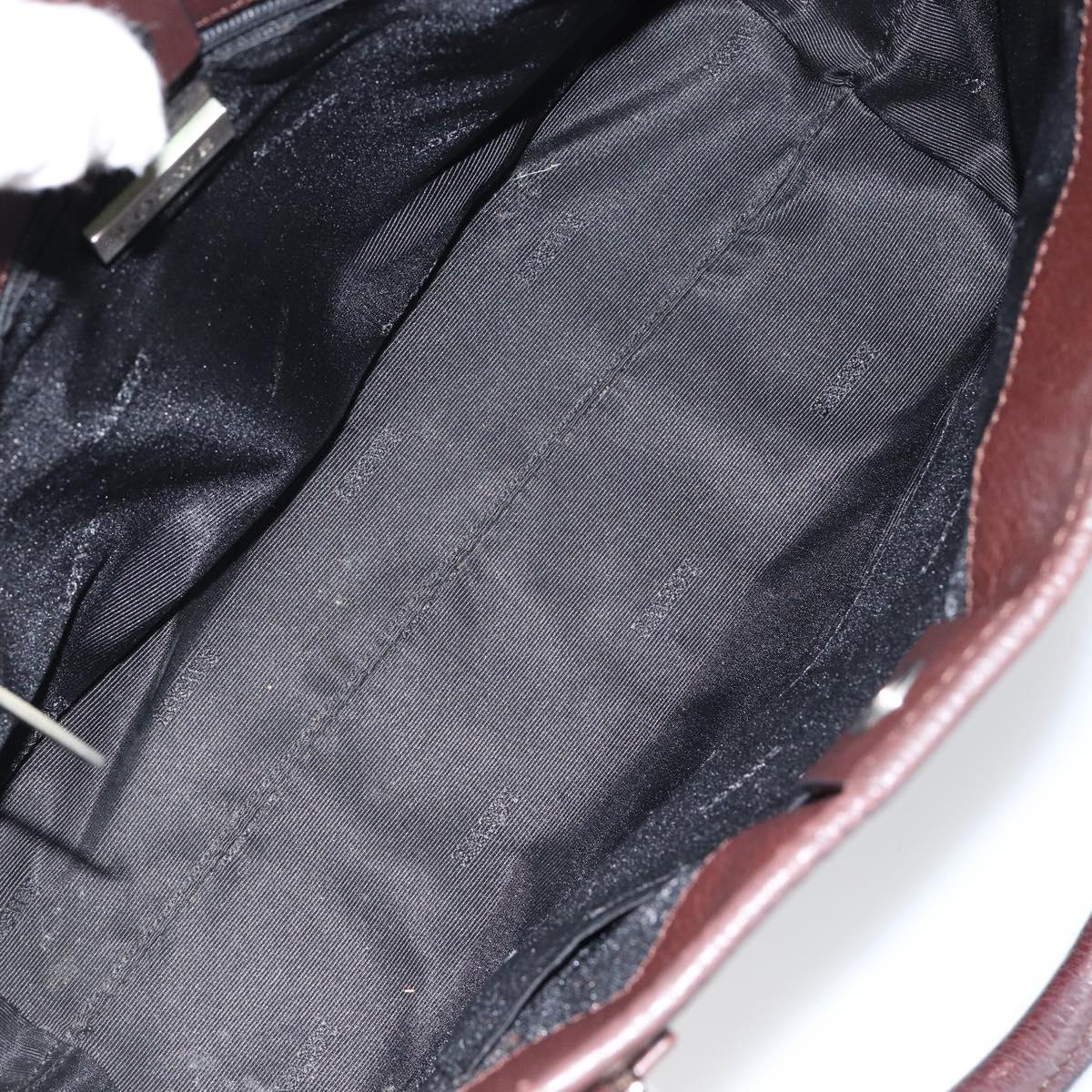 LOEWE Anagram Justa Amazona Hand Bag Leather Brown Silver Auth ep11792