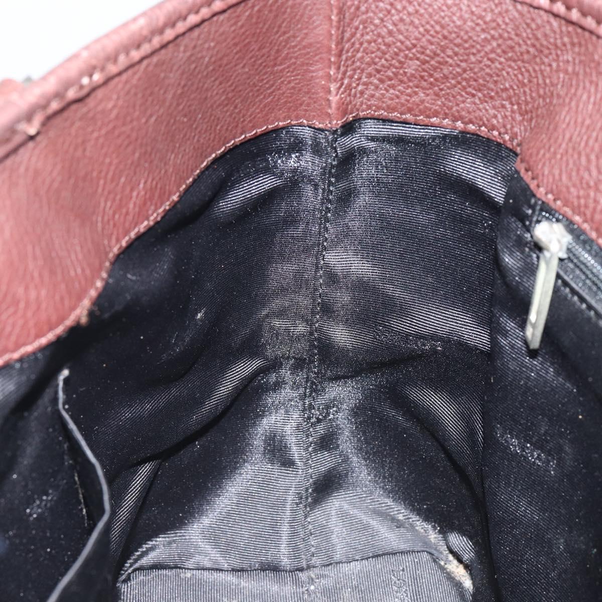 LOEWE Anagram Justa Amazona Hand Bag Leather Brown Silver Auth ep11792