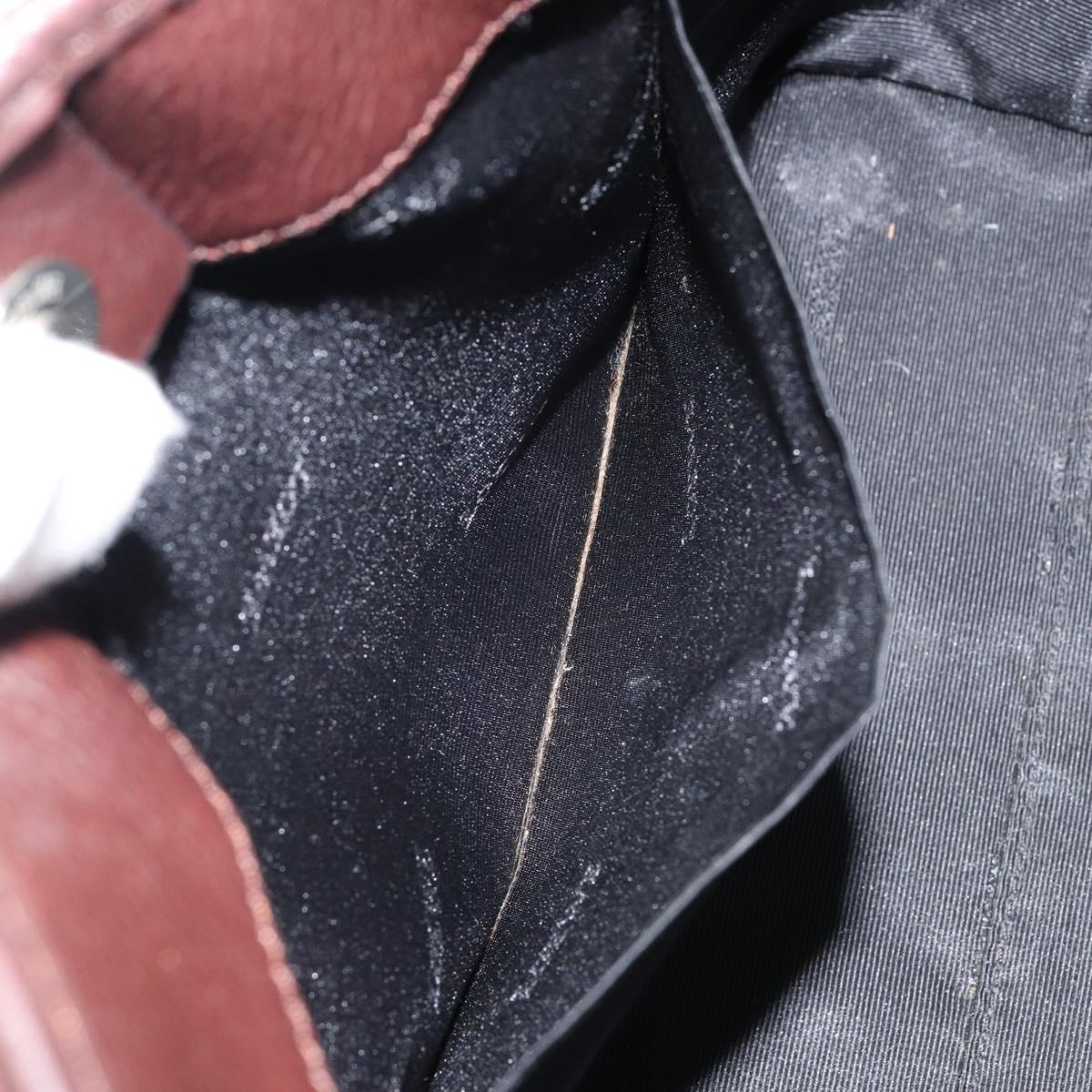 LOEWE Anagram Justa Amazona Hand Bag Leather Brown Silver Auth ep11792