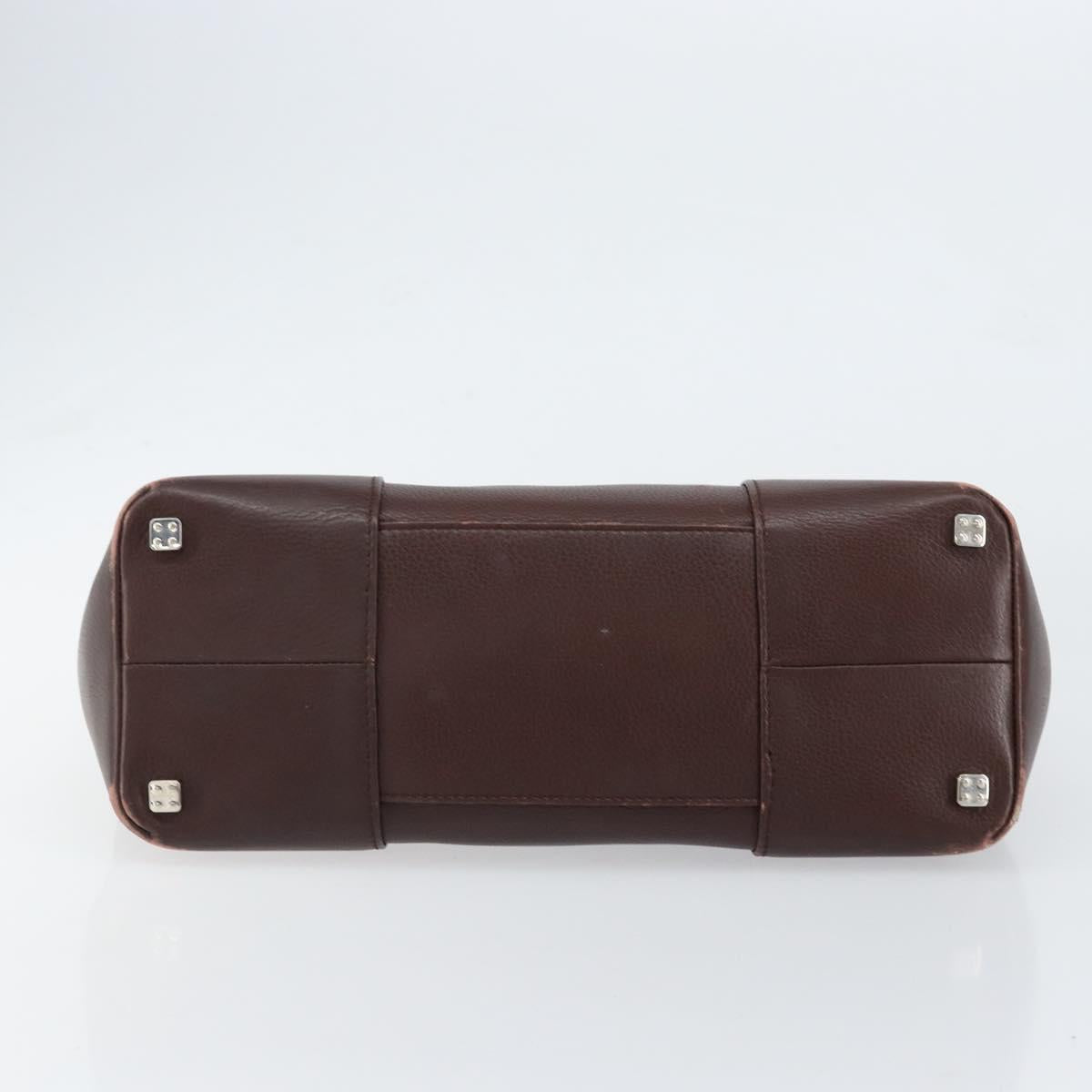 LOEWE Anagram Justa Amazona Hand Bag Leather Brown Silver Auth ep11792