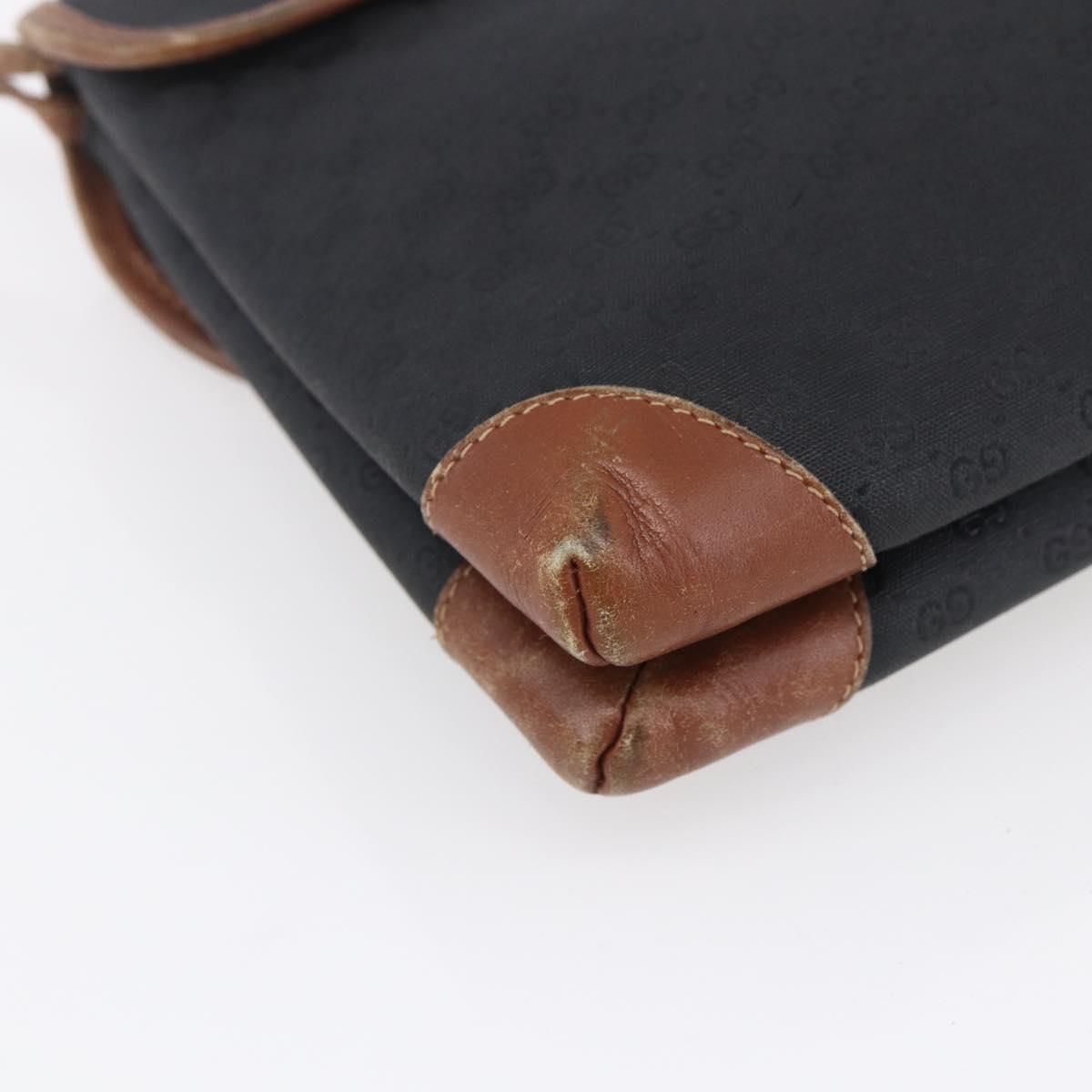 GUCCI Micro GG Supreme Shoulder Bag PVC Black Gold 007 92 5548 Auth ep11795