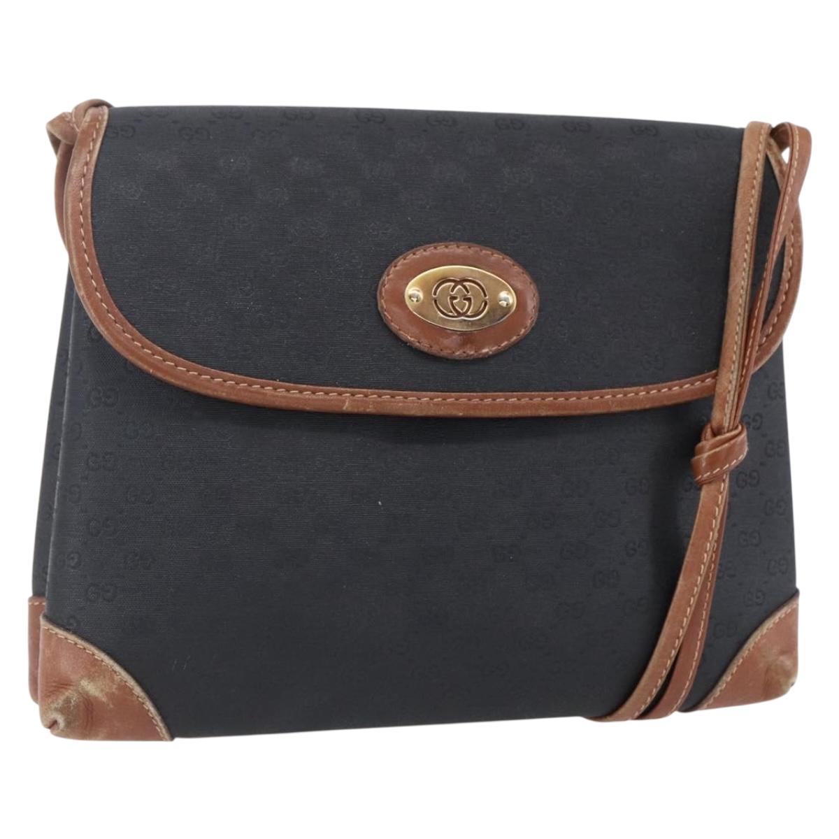 GUCCI Micro GG Supreme Shoulder Bag PVC Black Gold 007 92 5548 Auth ep11795