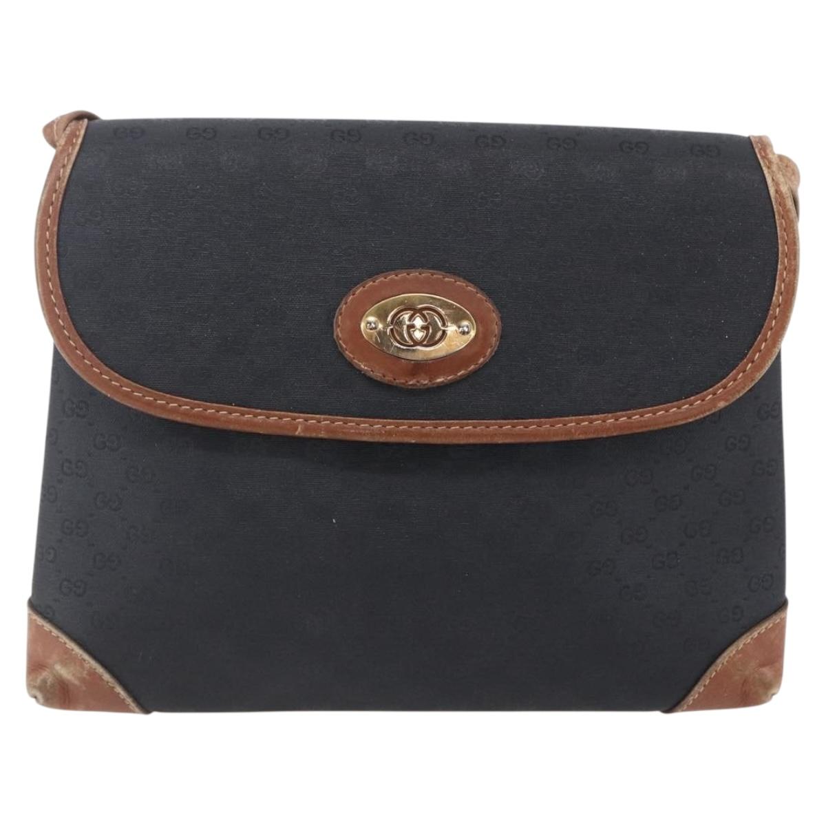 GUCCI Micro GG Supreme Shoulder Bag PVC Black Gold 007 92 5548 Auth ep11795