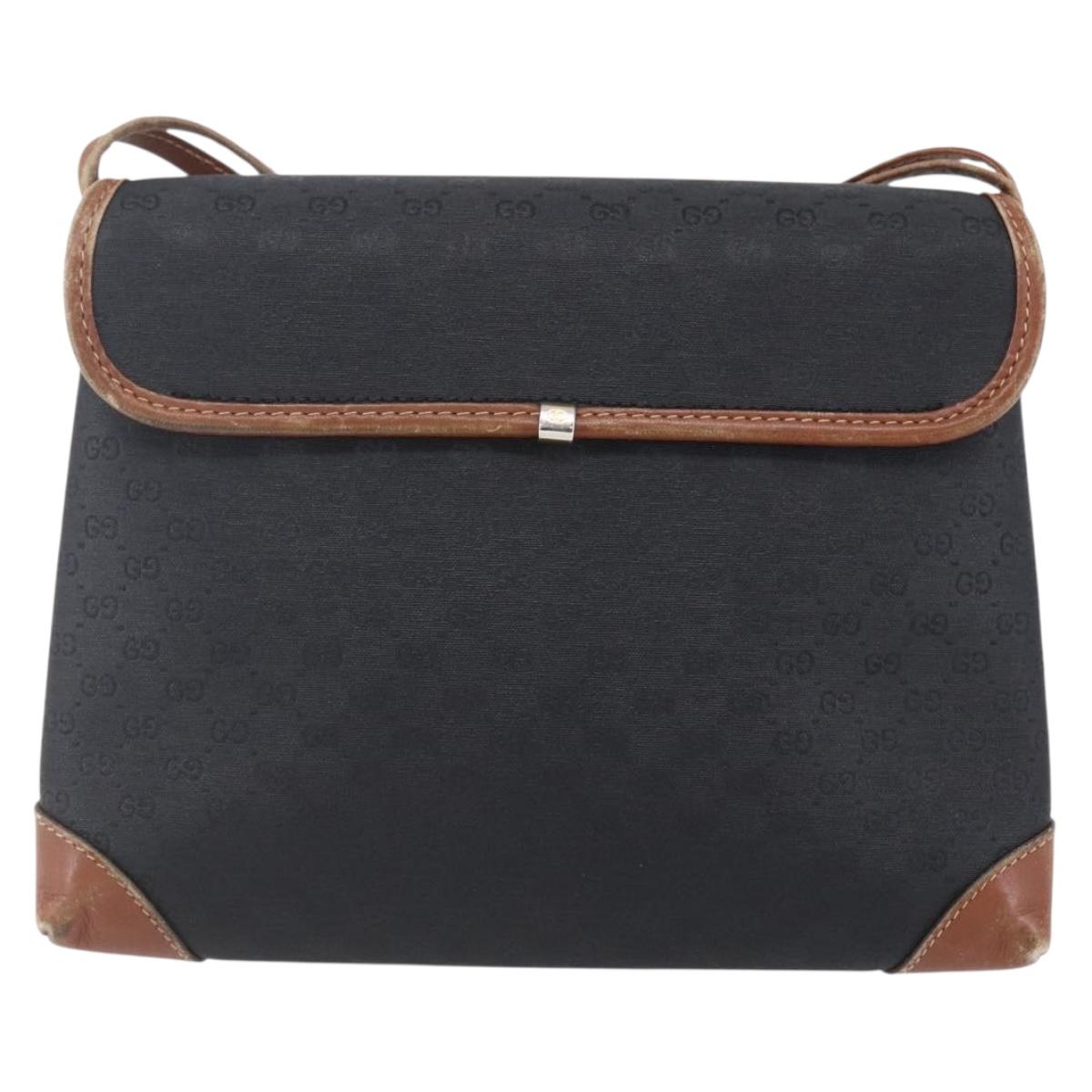 GUCCI Micro GG Supreme Shoulder Bag PVC Black Gold 007 92 5548 Auth ep11795